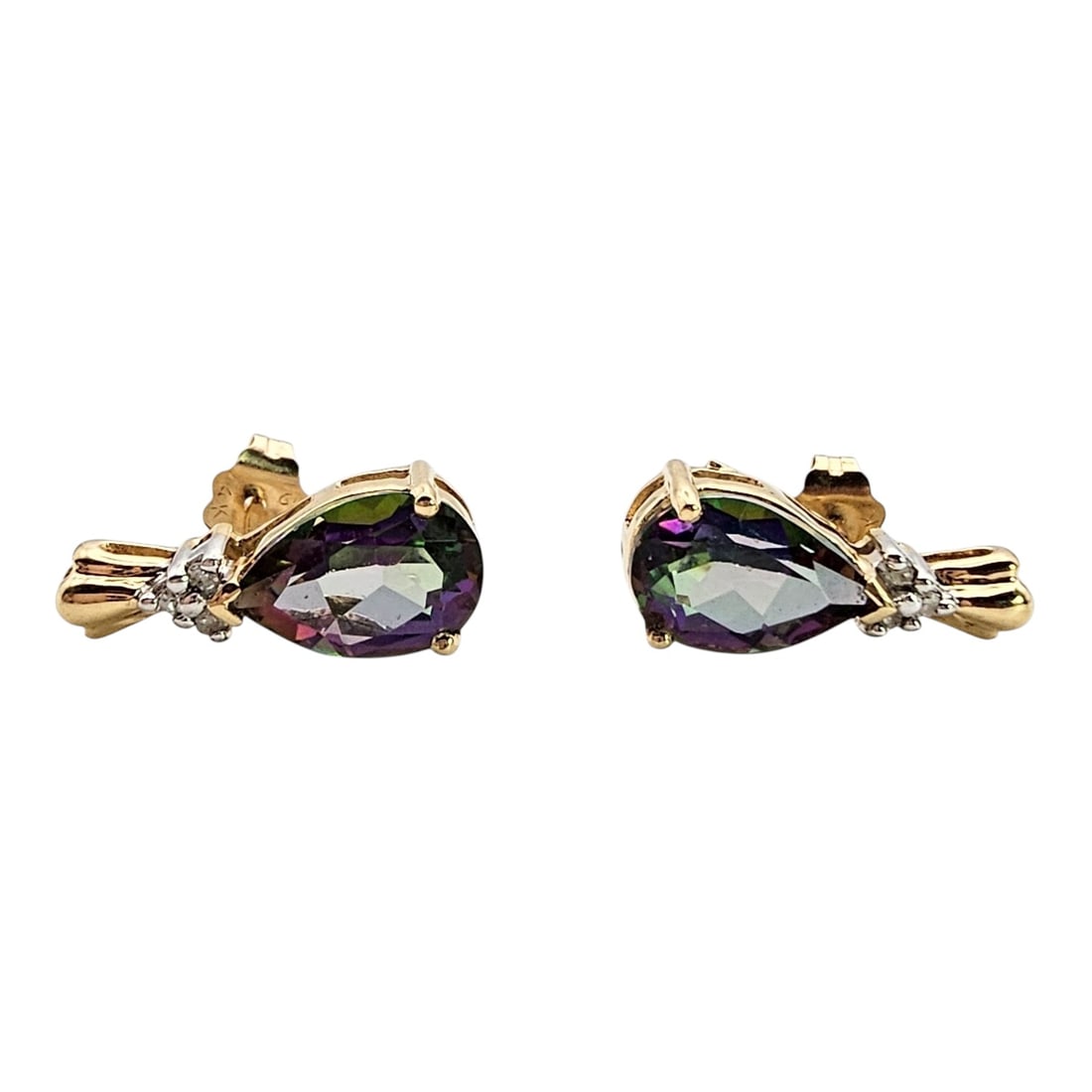 14K Gold Mystic Topaz Earrings 2.2 G: 14K Gold Mystic Topaz Earrings 2.2 G