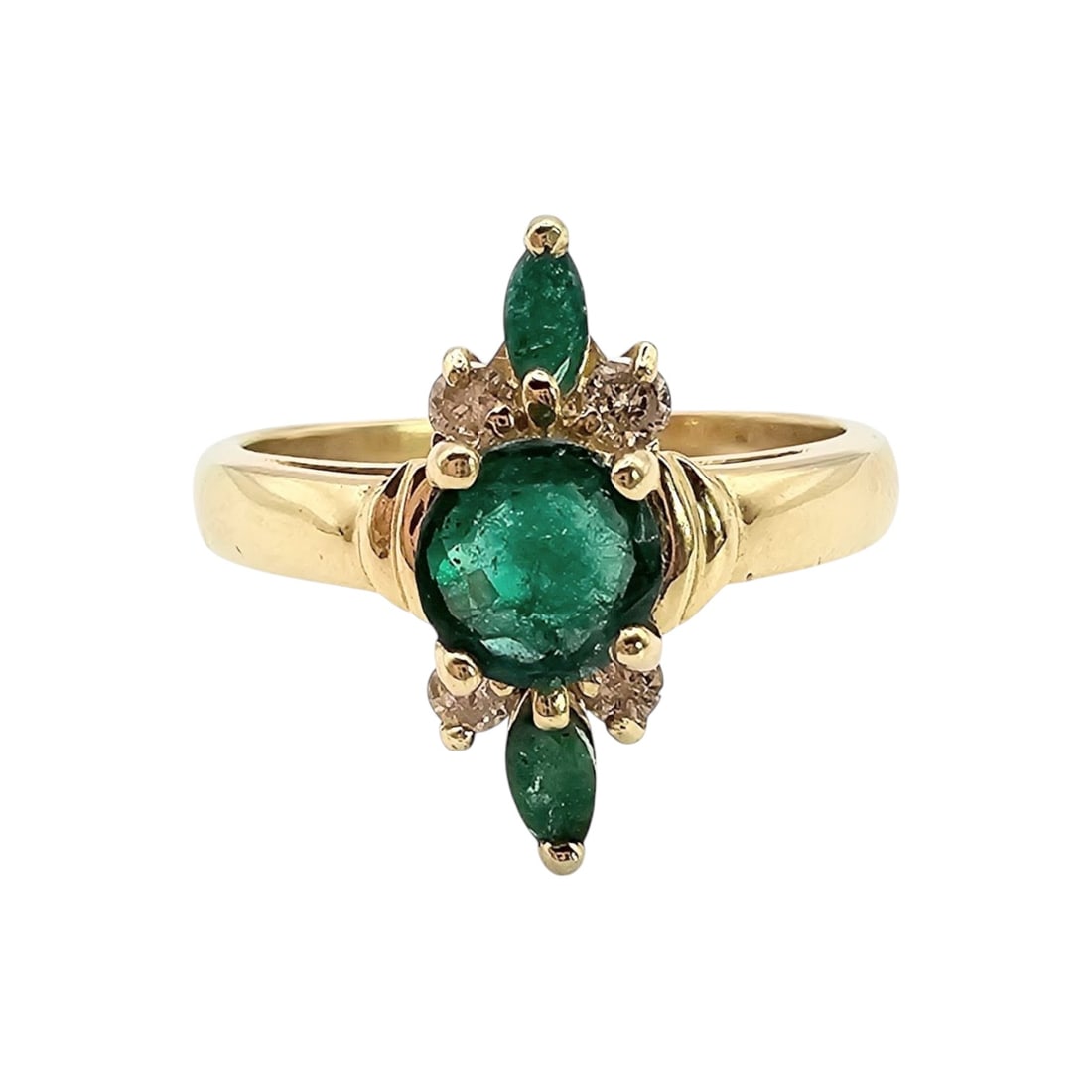 14K Gold Emerald Diamond Ring Size 6.25 4.2 G (1 of 4)