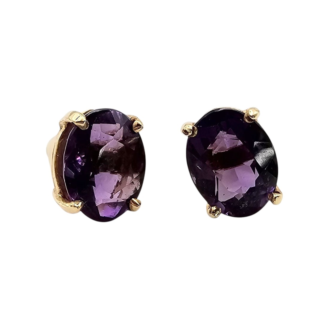 H 14K Gold Amethyst Earrings 2.1 G: H 14K Gold Amethyst Earrings 2.1 G