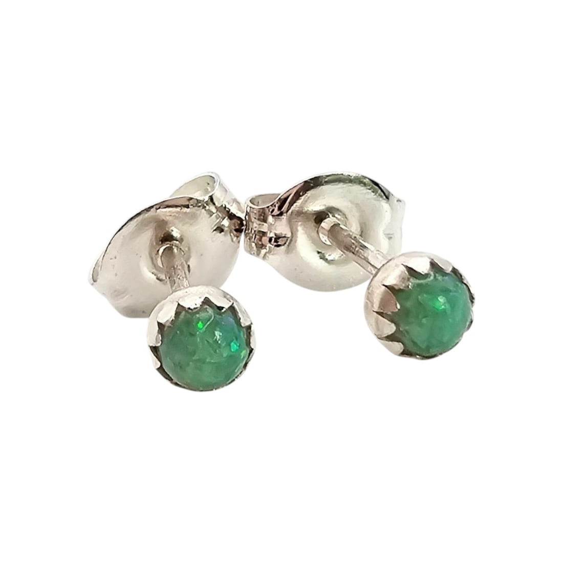Dorothy Yazzie Navajo Opal Sterling Silver Earrings 0.3 G (1 of 4)