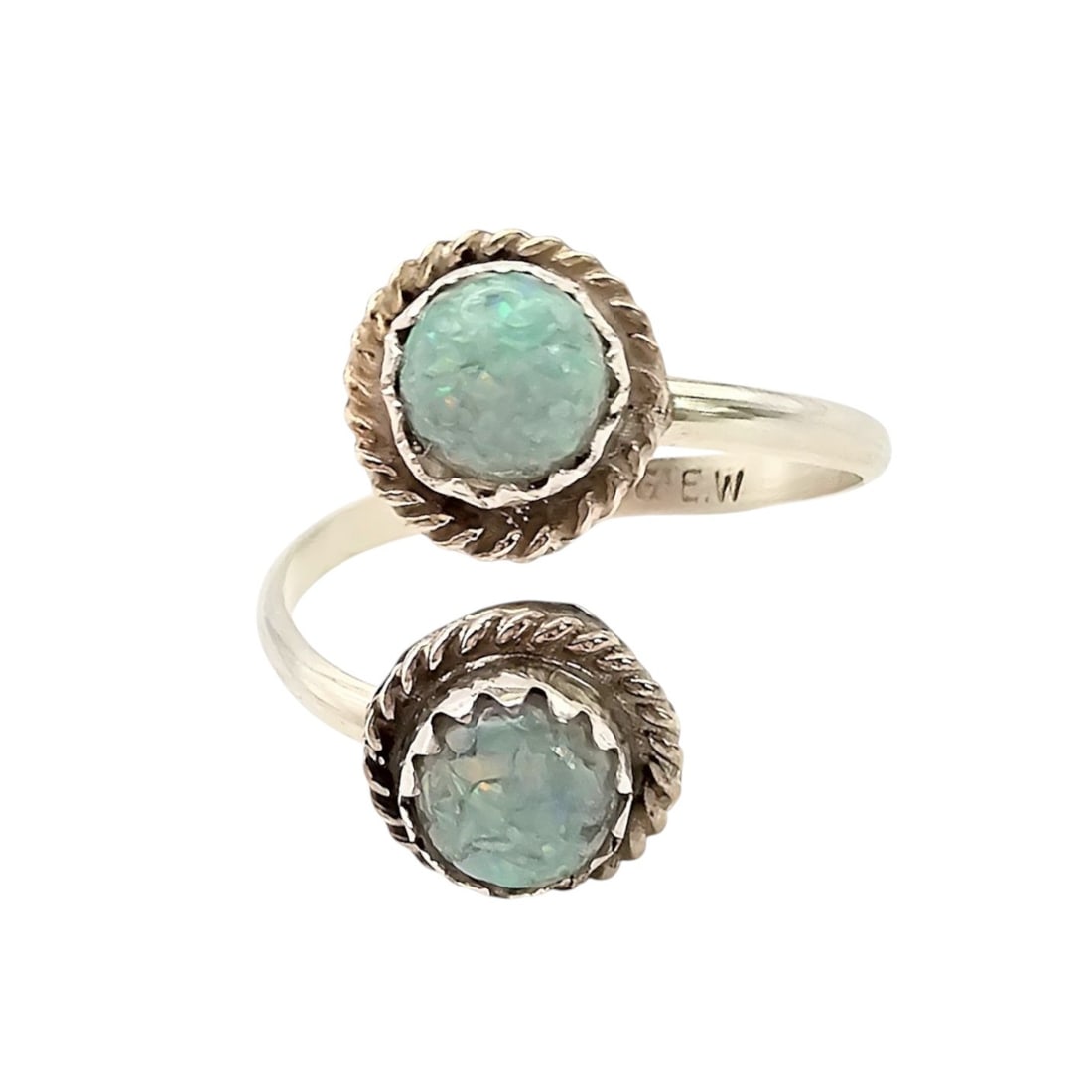 Esther White Navajo Opal Sterling Silver Wrap Ring 1.6 G (1 of 4)