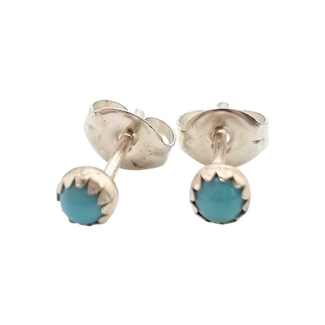Dorothy Yazzie Navajo Turquoise Sterling Silver Stud Earrings 0.2 G (1 of 4)