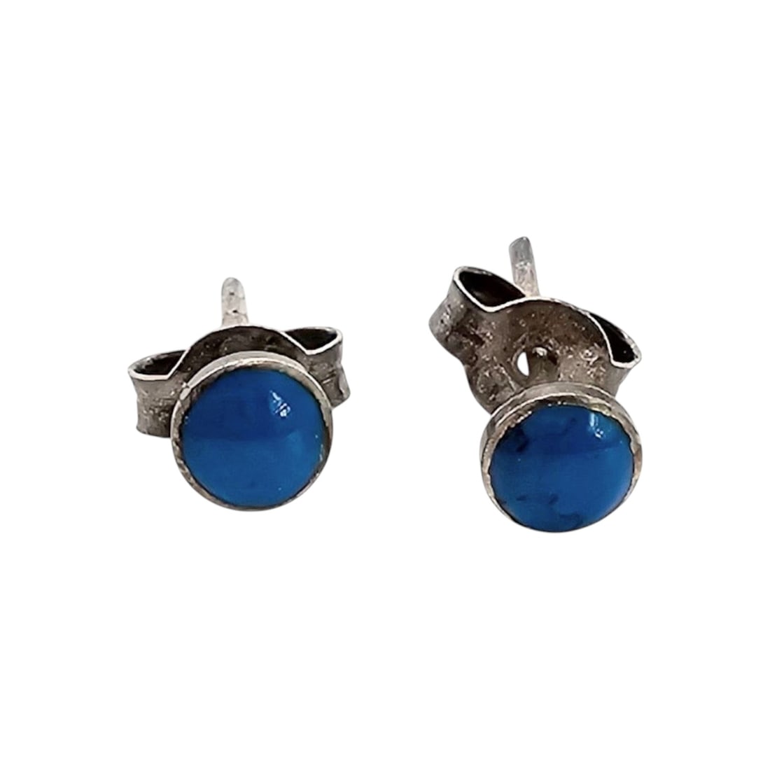Navajo Turquoise Sterling Silver Stud Earrings 0.6 G: Navajo Turquoise Sterling Silver Stud Earrings 0.6 G