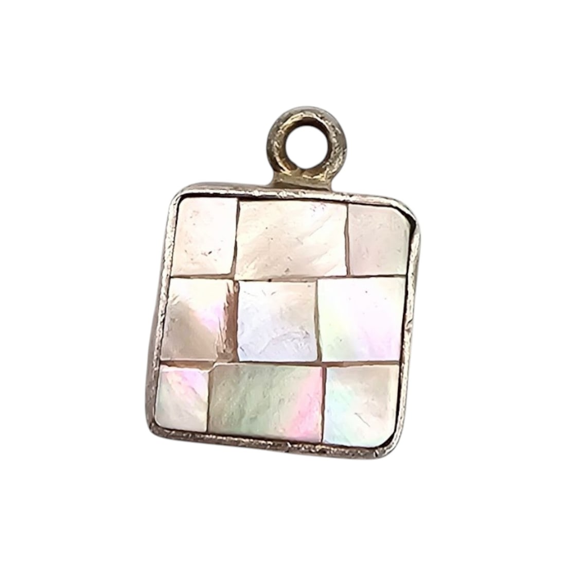 Navajo Mother Of Pearl Sterling Silver Pendant 3 G: Navajo Mother of Pearl Sterling Silver Pendant 3 G