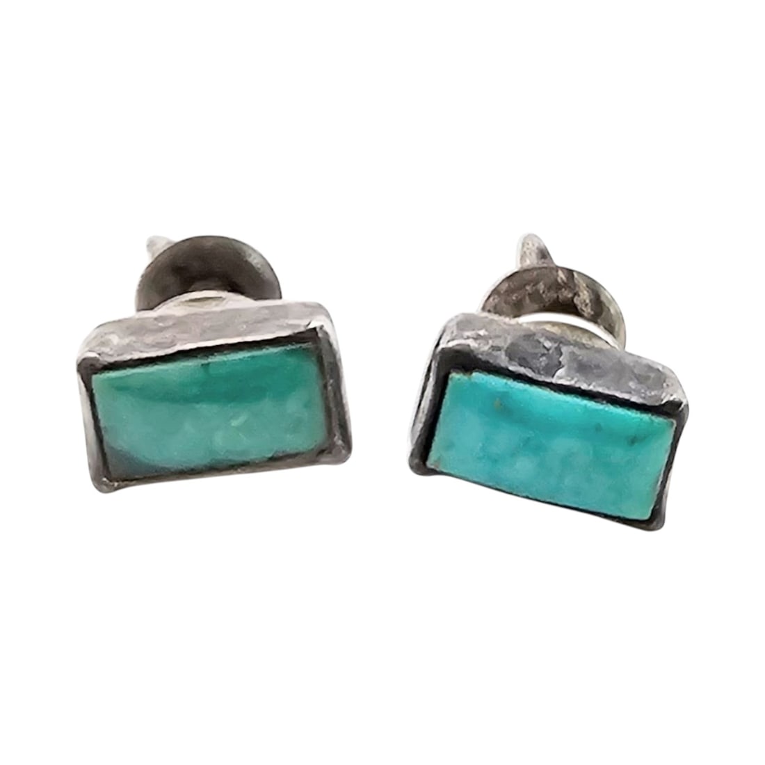 Navajo Turquoise Sterling Silver Earrings 1.6 G: Navajo Turquoise Sterling Silver Earrings 1.6 G