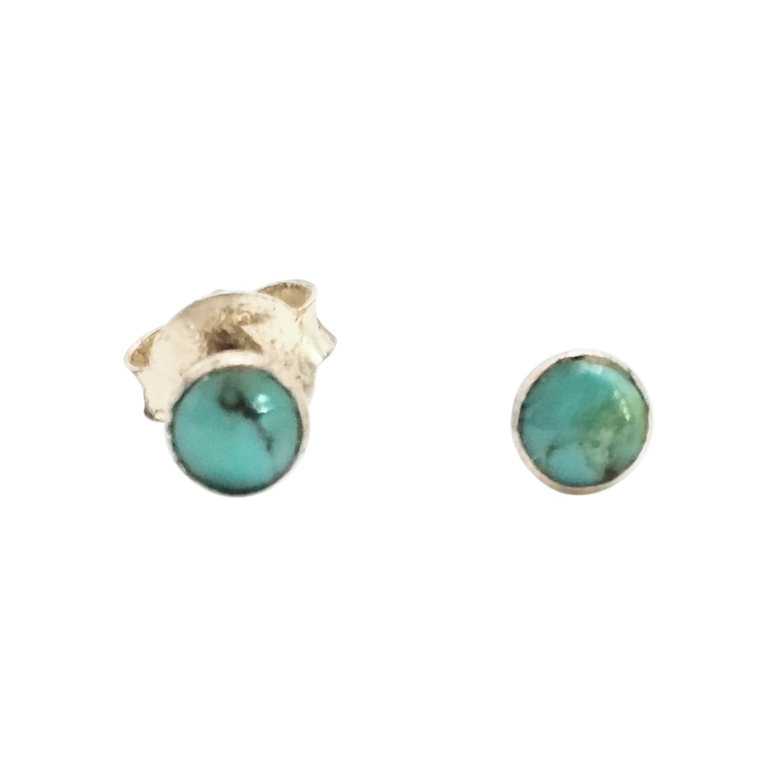 Navajo Turquoise Sterling Silver Stud Earrings 0.4 G: Navajo Turquoise Sterling Silver Stud Earrings 0.4 G. One back