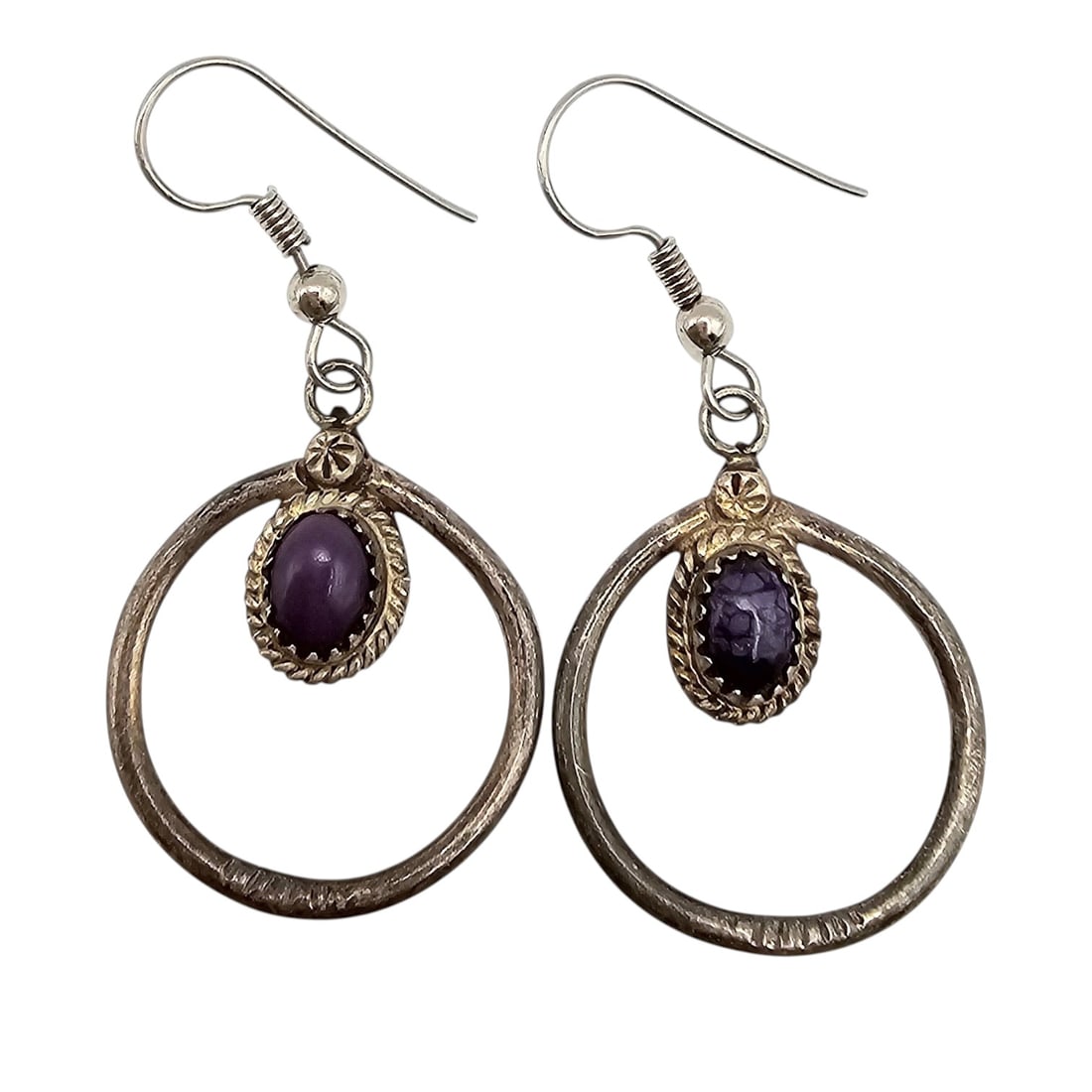 Jason Livingston Navajo Charoite Sterling Silver Earrings 4.5 G (1 of 4)