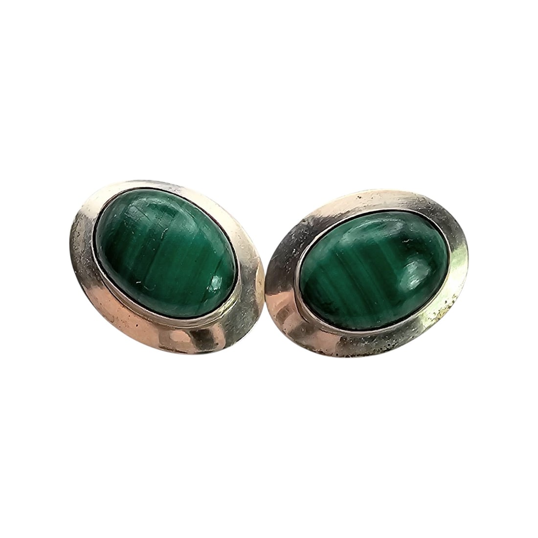 Signed HN Malachite Sterling Silver Earrings 5.5 G: Signed HN Malachite Sterling Silver Earrings 5.5 G