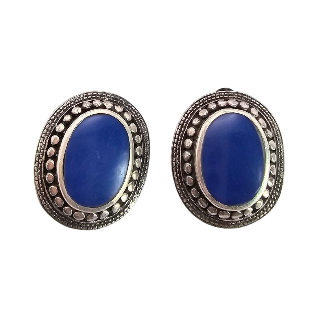 Southwestern Lapis Sterling Silver Earrings 8.7 G: Southwestern Lapis Sterling Silver Earrings 8.7 G