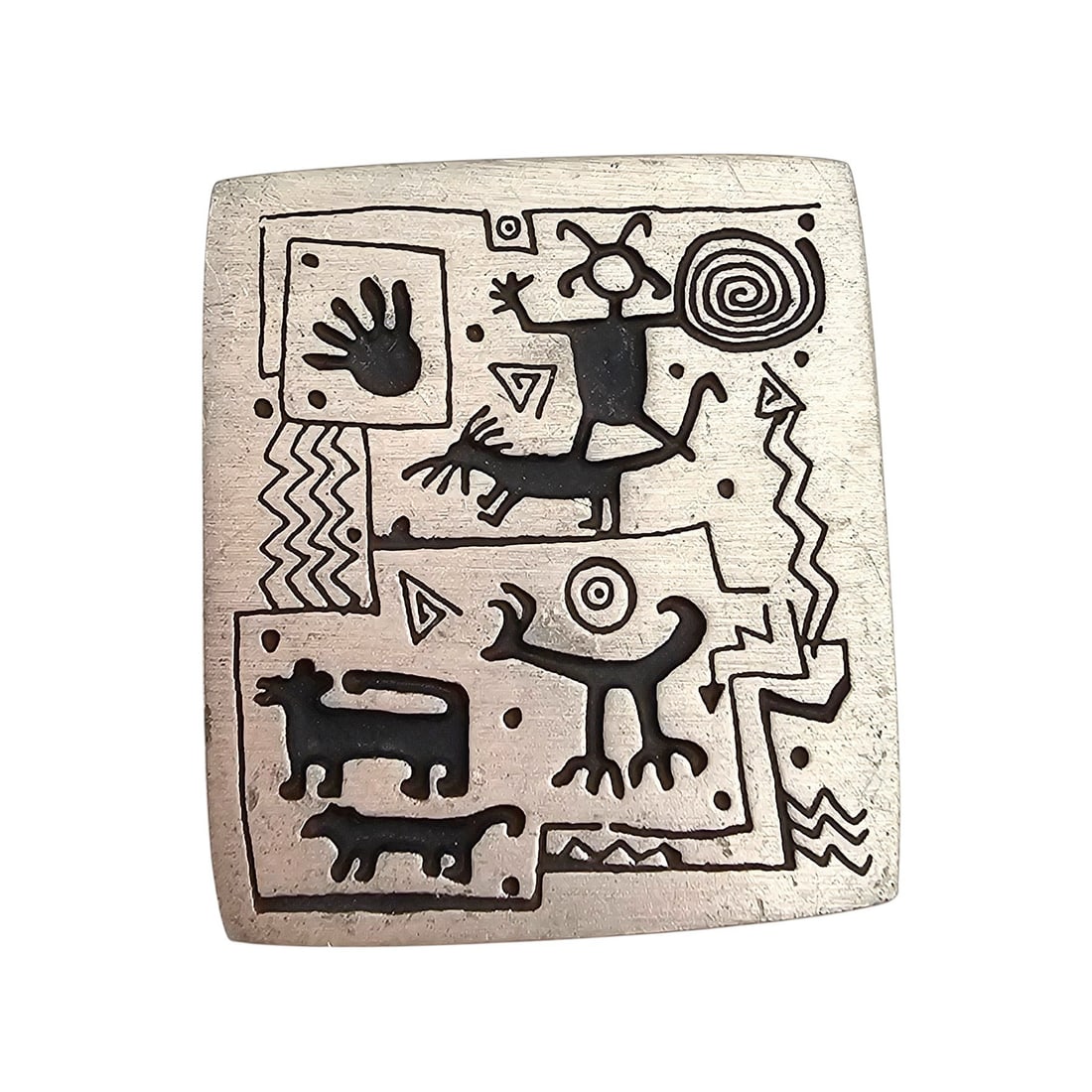 Alice Seely Pewter Urban Fetish Petroglyph Pin: Alice Seely Pewter Urban Fetish Petroglyph Pin