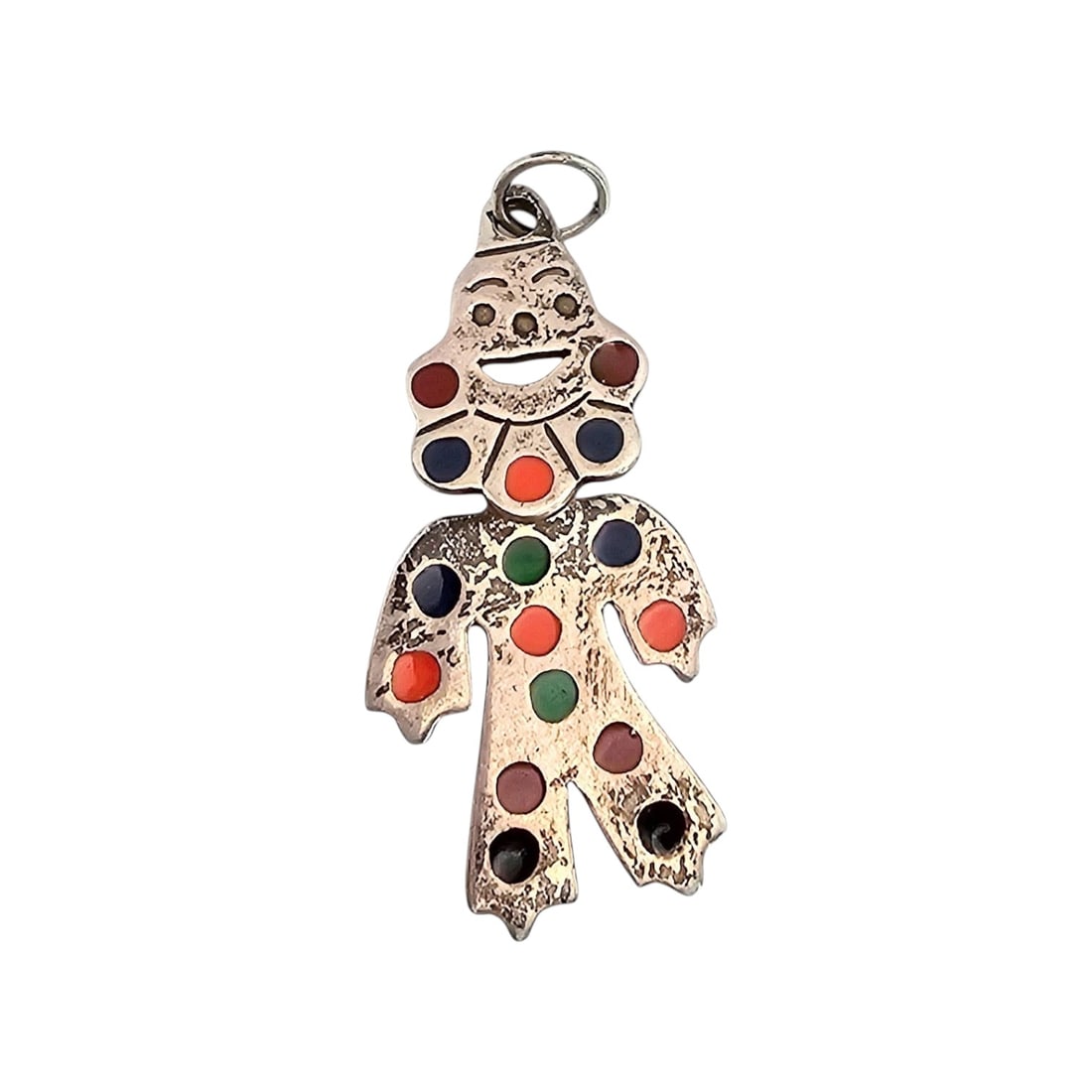 Mexico Enamel Sterling Silver Clown Pendant 7.3 G: Mexico Enamel Sterling Silver Clown Pendant 7.3 G