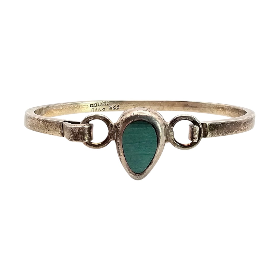 Mexico TB-172 Turquoise Sterling Silver Eye Hook Bangle Bracelet 21.5 G: Mexico TB-172 Turquoise Sterling Silver Eye Hook Bangle Bracelet 21.5 G