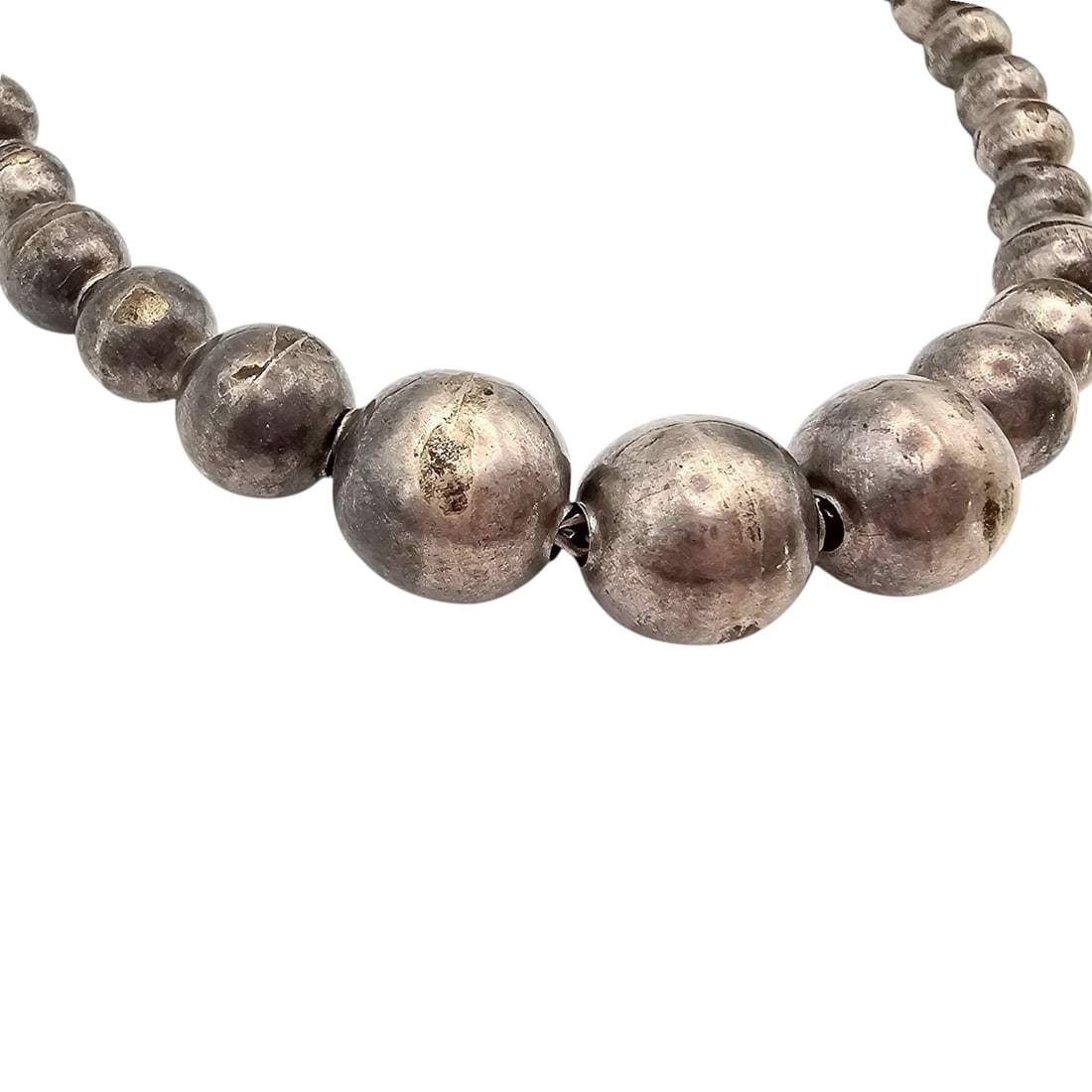 JCR Sterling Silver Graduated Bead Necklace 14.5 G: JCR Sterling Silver Graduated Bead Necklace 14.5 G