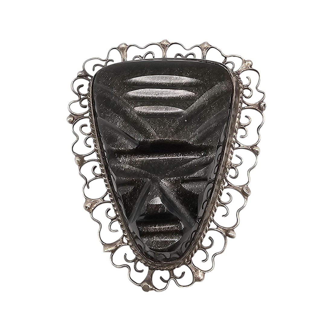 Mexico Onyx Sterling Silver Mask Pendant Brooch 20 G: Mexico Onyx Sterling Silver Mask Pendant Brooch 20 G