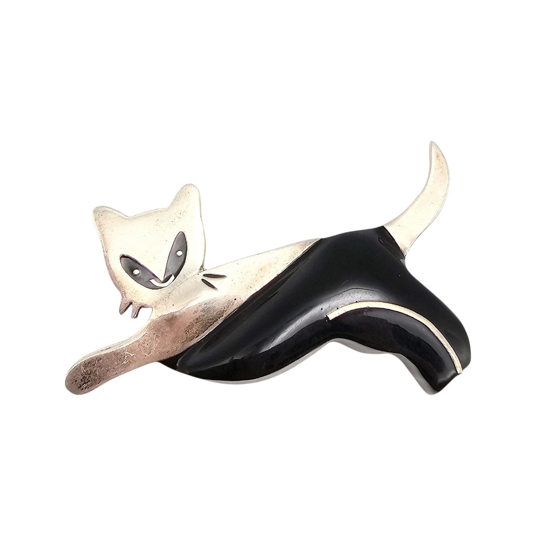 Mexico Onyx Sterling Silver Cat Brooch 20 G: Mexico Onyx Sterling Silver Cat Brooch 20 G