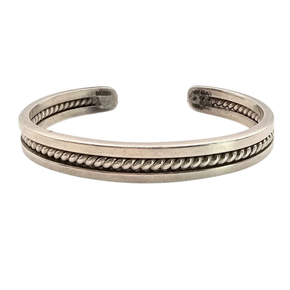 Mexico Sterling Silver Rope Design Cuff Bracelet 46.9 G: Mexico Sterling Silver Rope Design Cuff Bracelet 46.9 G