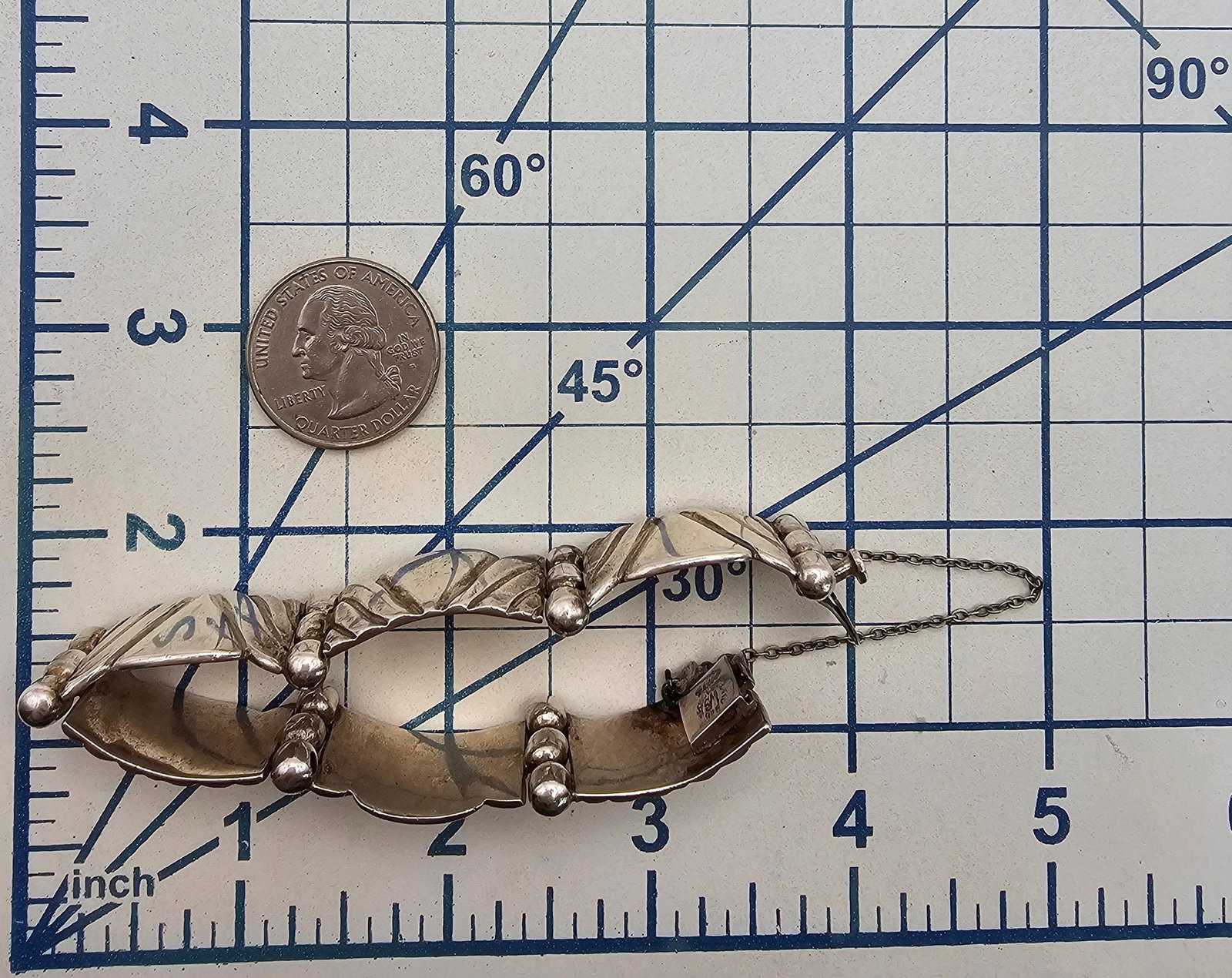 William Spratling Mexico Taxco Sterling Silver Panel Bracelet 38.7 G - 4
