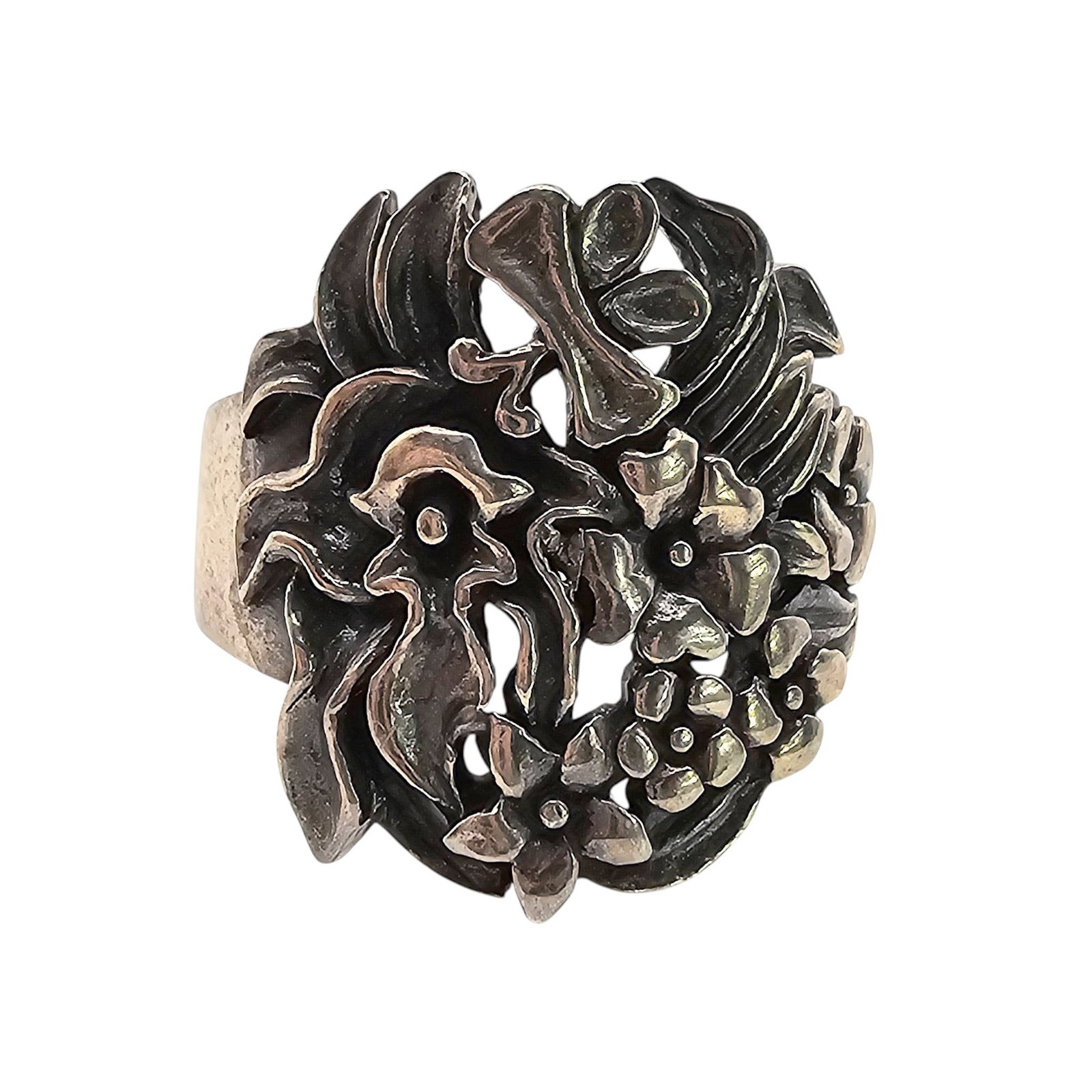 Sterling Silver Floral Ring Size 8.5 7 G: Sterling Silver Floral Ring Size 8.5 7 G