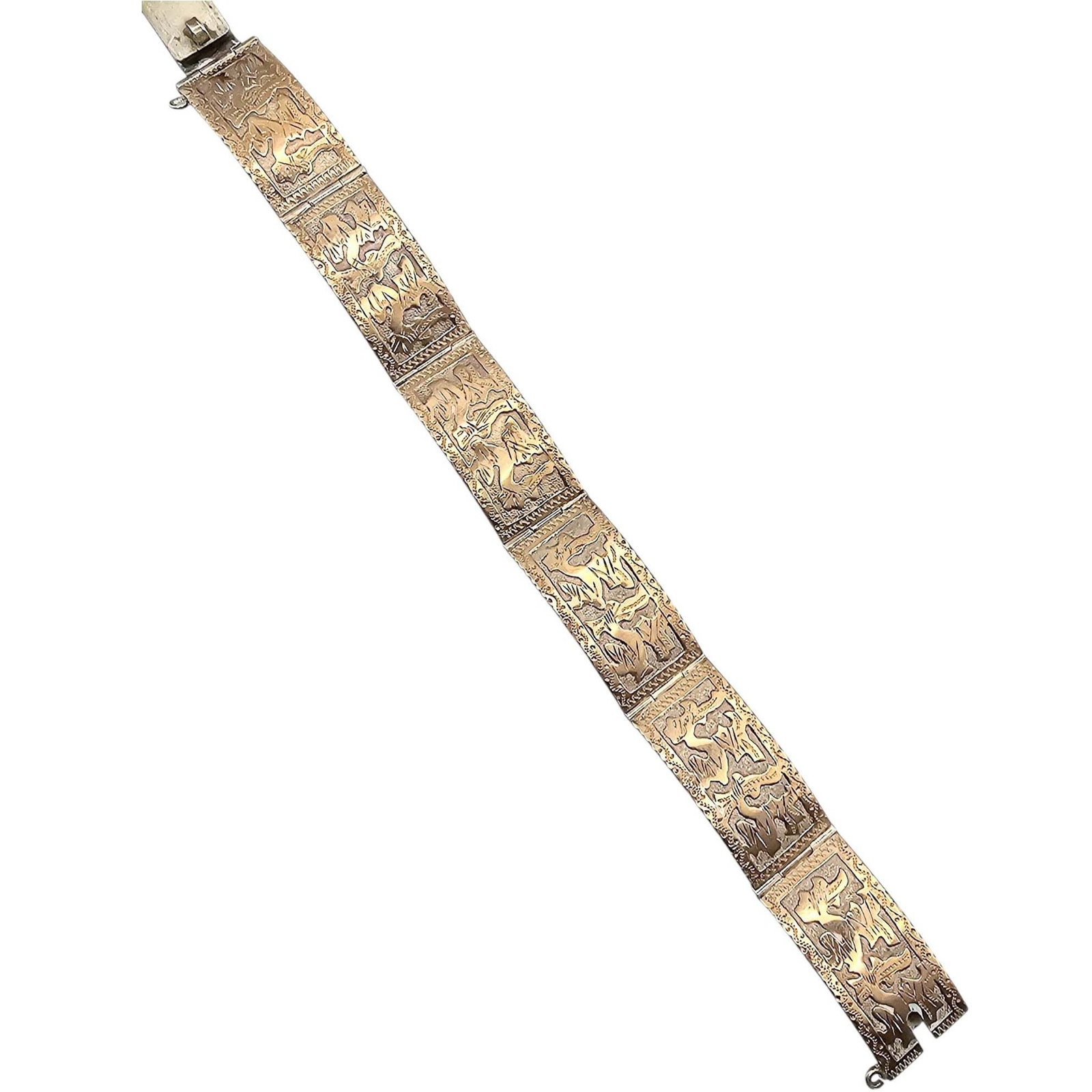 Signed 800 Silver Panel Bracelet 27.9 G (1 of 4)