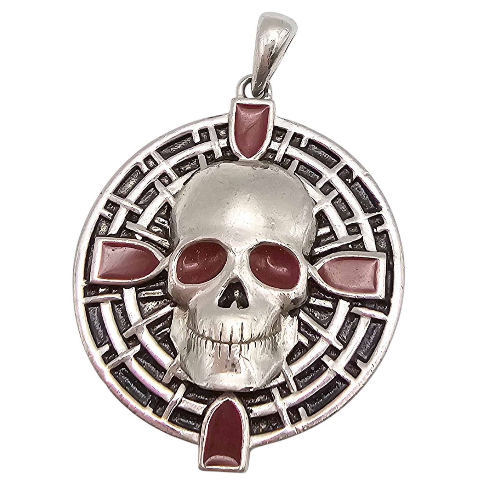 S Enamel Sterling Silver Skull Pirate Pendant 10.8 G: S Enamel Sterling Silver Skull Pirate Pendant 10.8 G