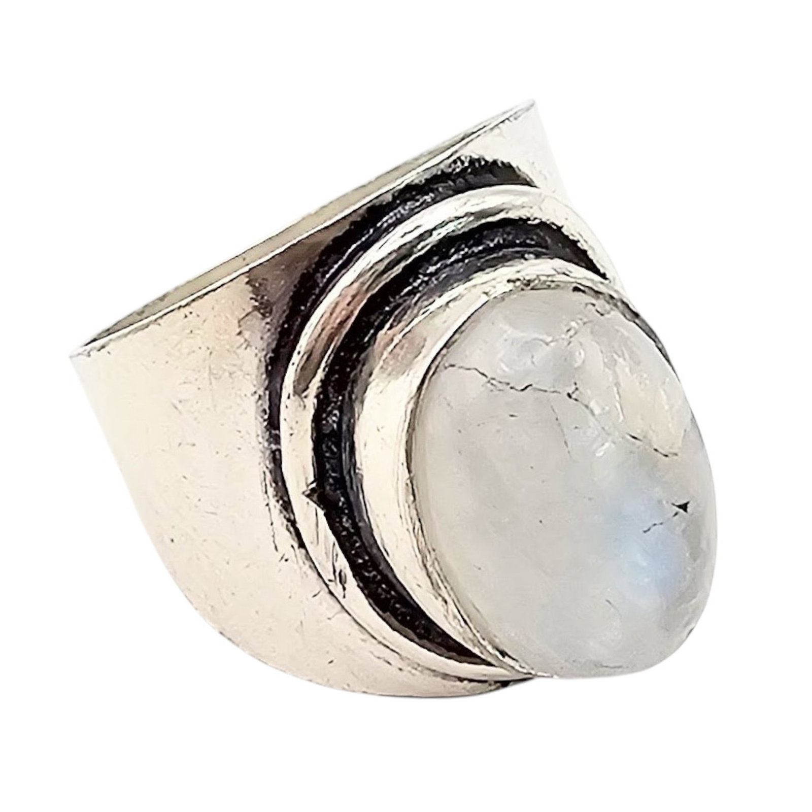 Moonstone Sterling Silver Ring Size 6.25 6.5 G: Moonstone Sterling Silver Ring Size 6.25 6.5 G, cracked stone as shown in photos