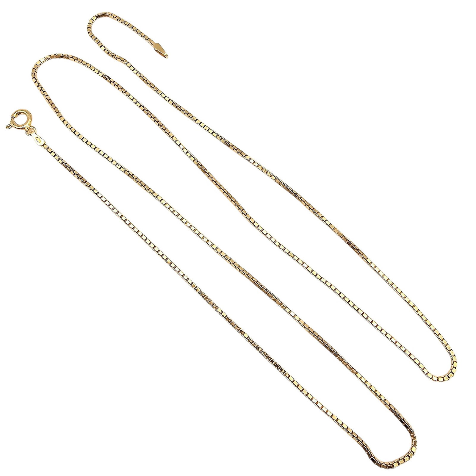 Gold Over Sterling Silver Box Chain Necklace 6.2 G: Gold Over Sterling Silver Box Chain Necklace 6.2 G