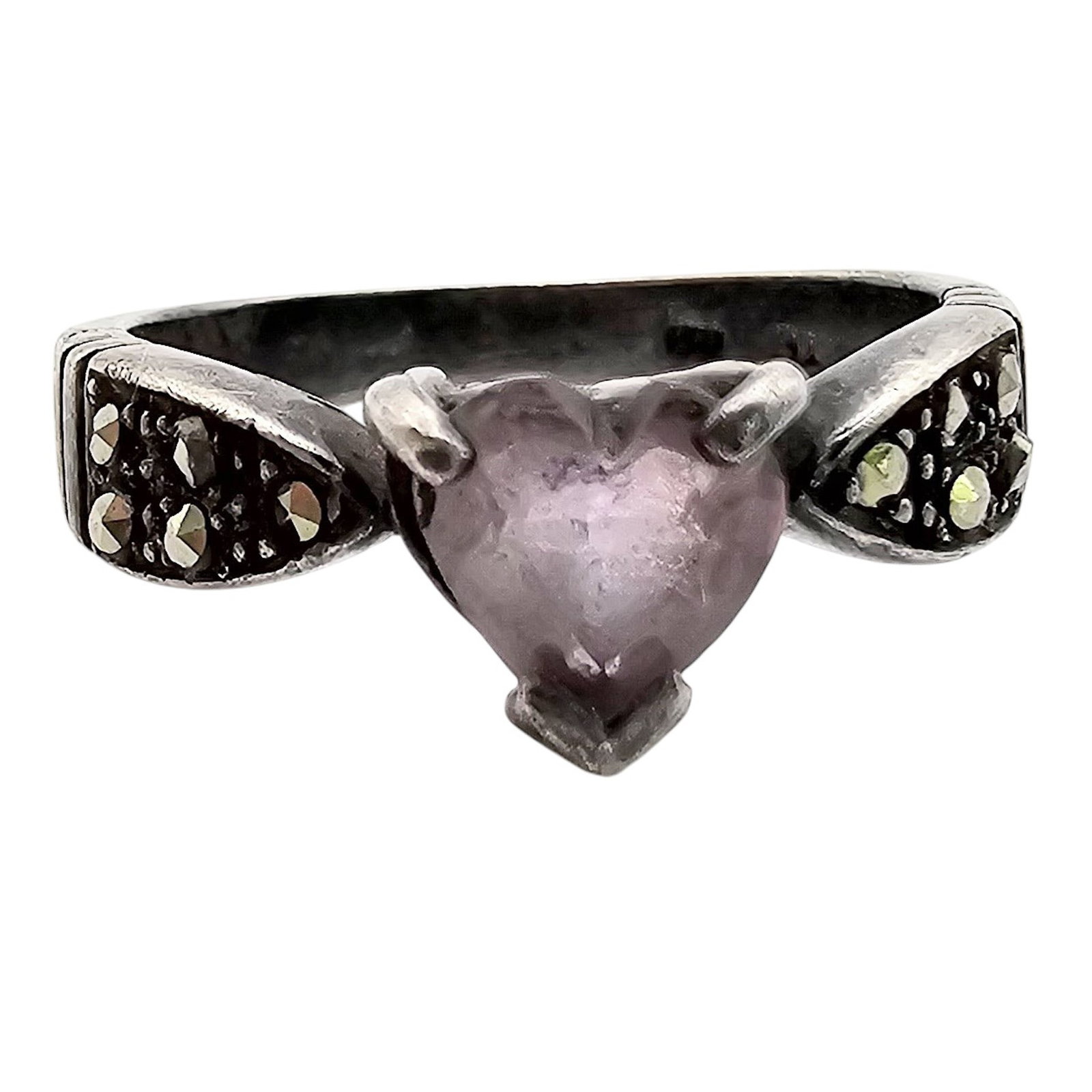 Amethyst Marcasite Sterling Silver Ring Size 4.75 2.5 G: Amethyst Marcasite Sterling Silver Ring Size 4.75 2.5 G
