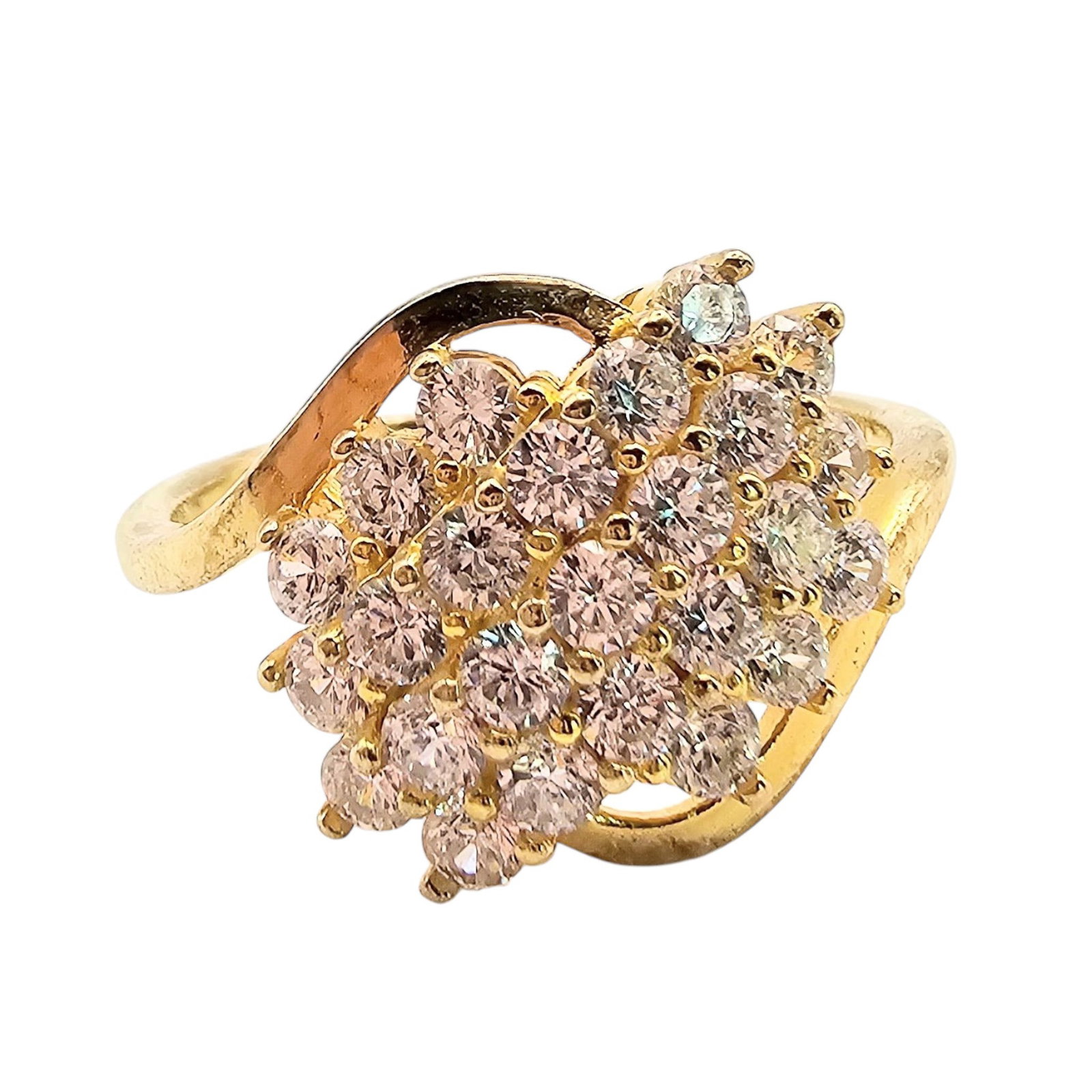 FZN Cubic Zirconia Gold Over Sterling Silver Ring Size 11.5 4.8 G: FZN Cubic Zirconia Gold Over Sterling Silver Ring Size 11.5 4.8 G