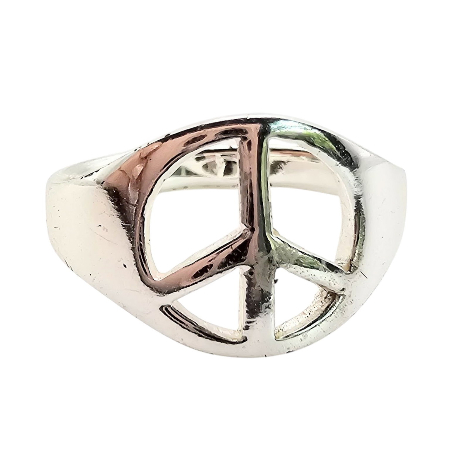 CW Sterling Silver Peace Sign Ring Size 5.75 2.8 G: CW Sterling Silver Peace Sign Ring Size 5.75 2.8 G