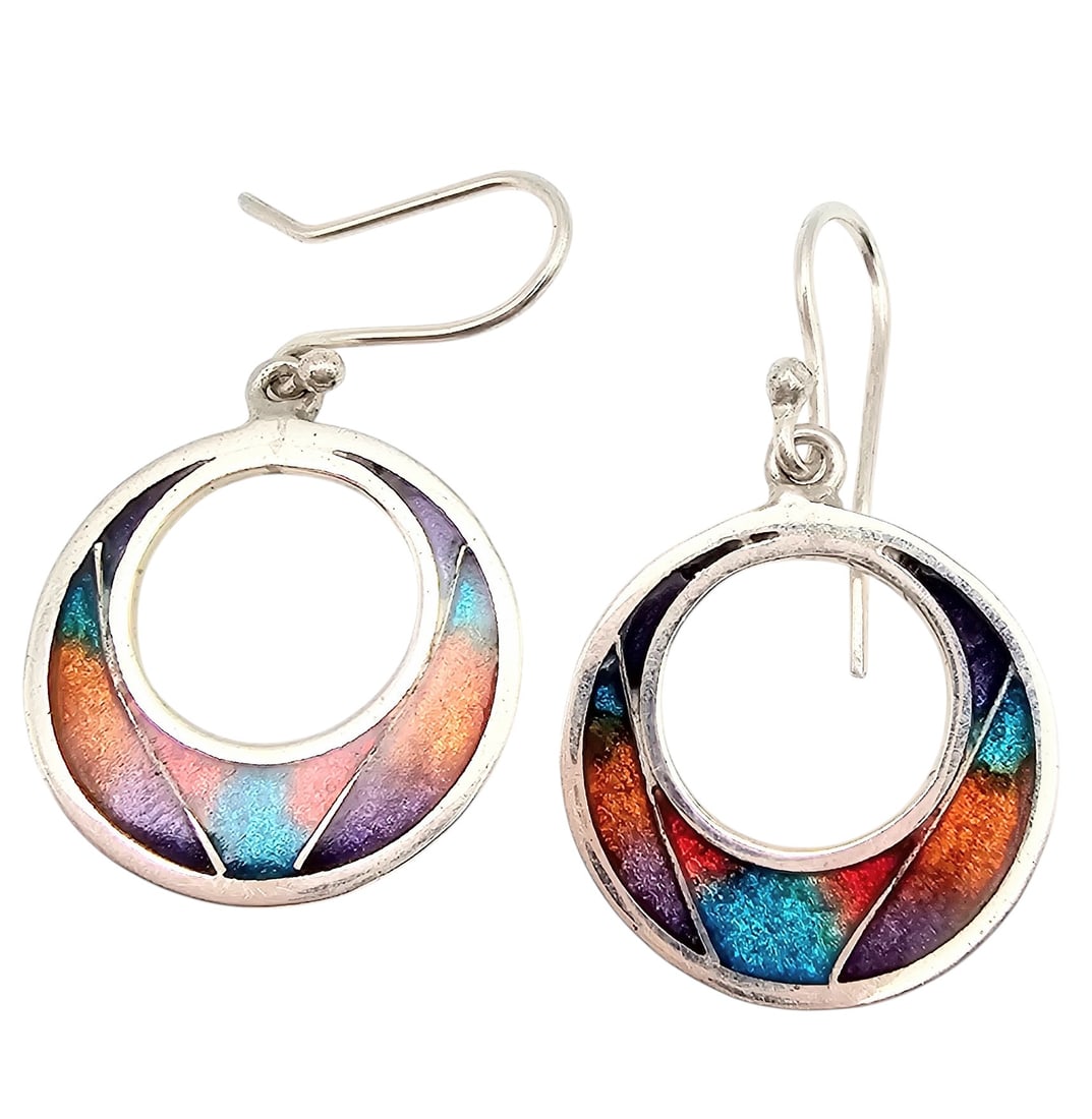 Sajo Enamel Sterling Silver Earrings 6.1 G: Sajo Enamel Sterling Silver Earrings 6.1 G