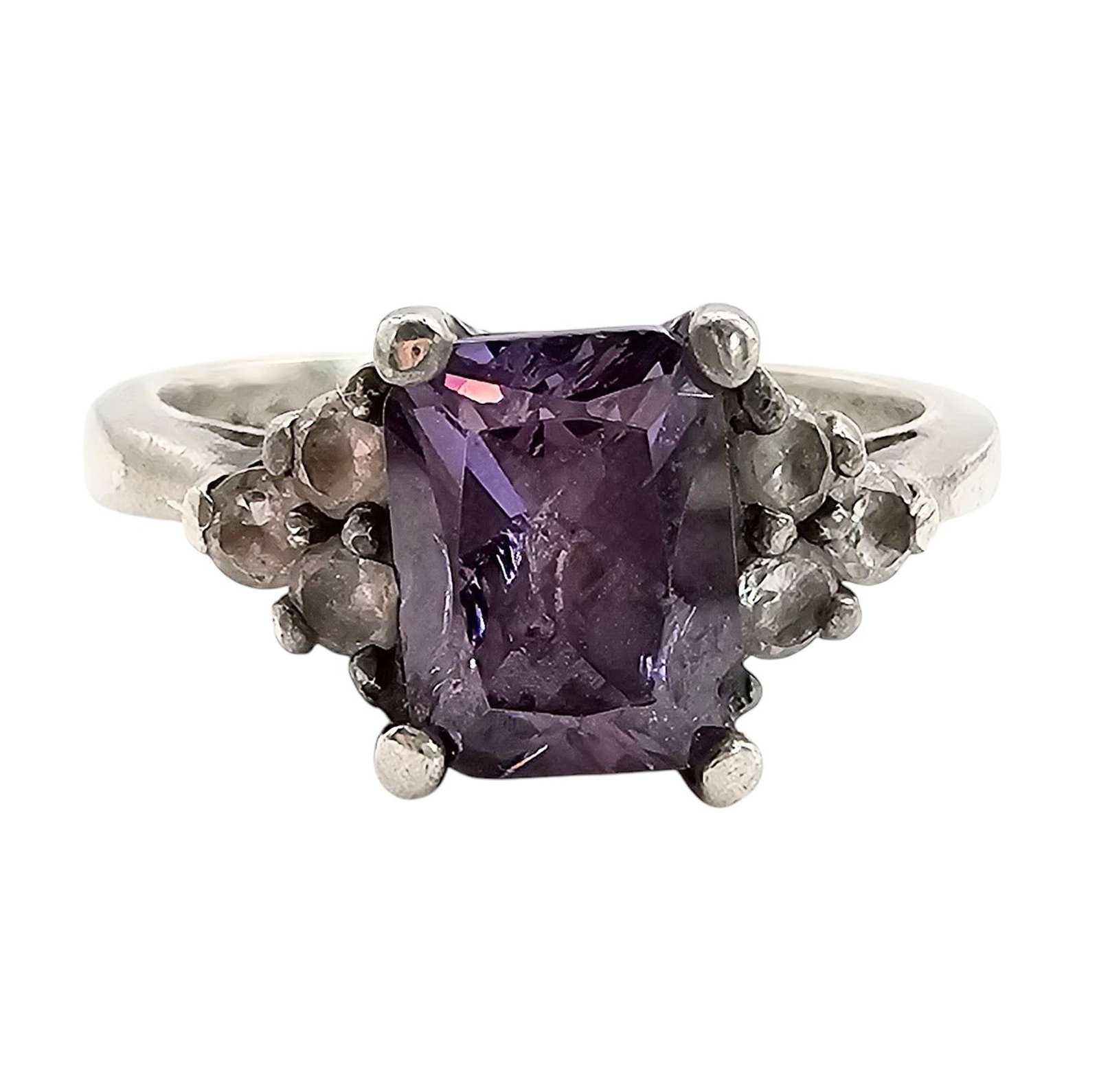 Rhinestone Sterling Silver Ring Size 6.5 4.2 G: Rhinestone Sterling Silver Ring Size 6.5 4.2 G