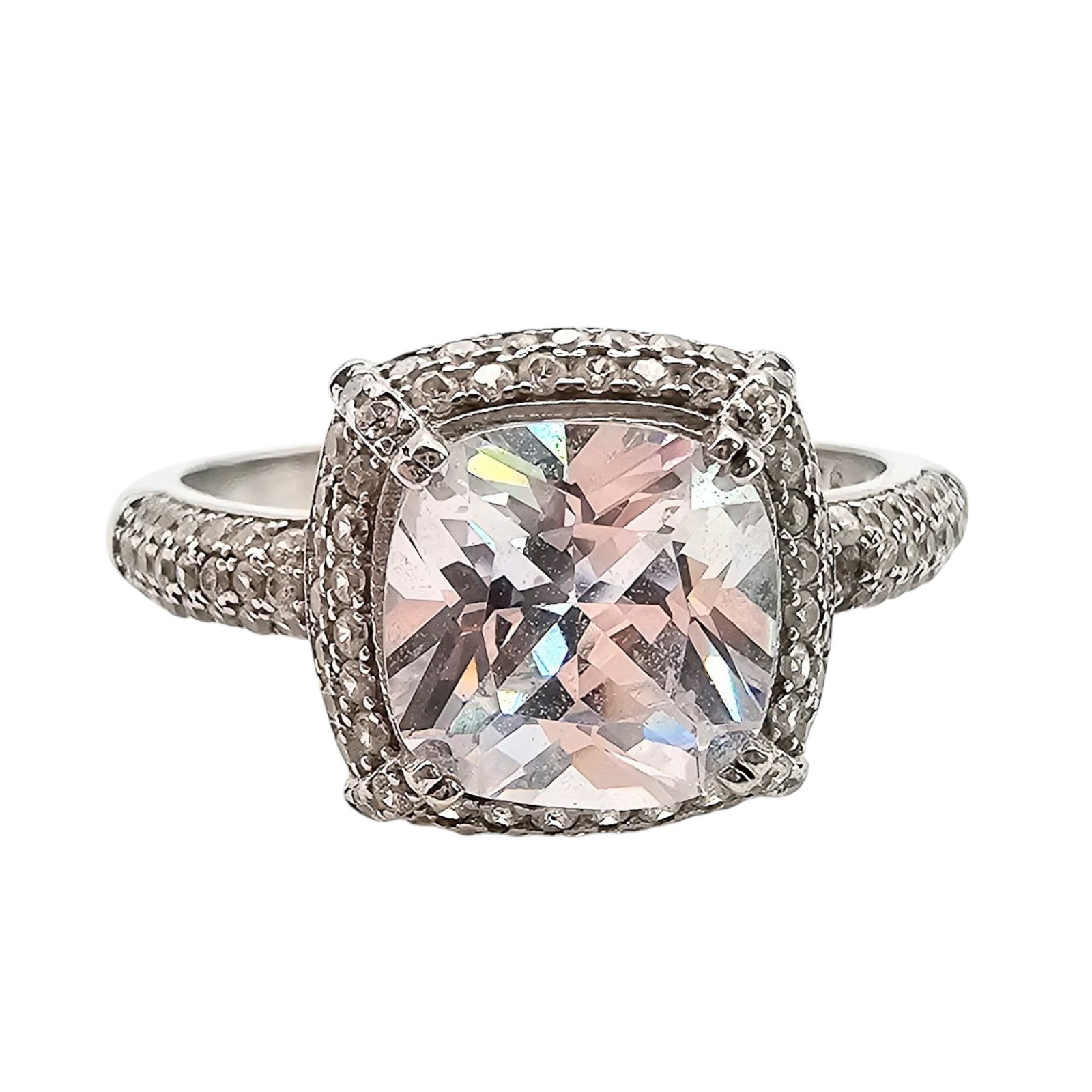 Rhinestone Sterling Silver Ring Size 9 3.9 G (1 of 4)