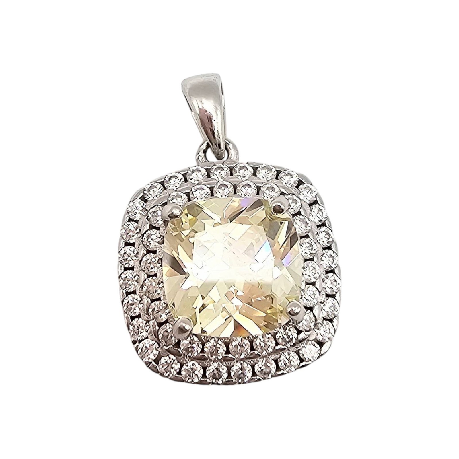 Y Yellow And Clear Stone Sterling Silver Pendant 3.5 G: Y Yellow and Clear Stone Sterling Silver Pendant 3.5 G