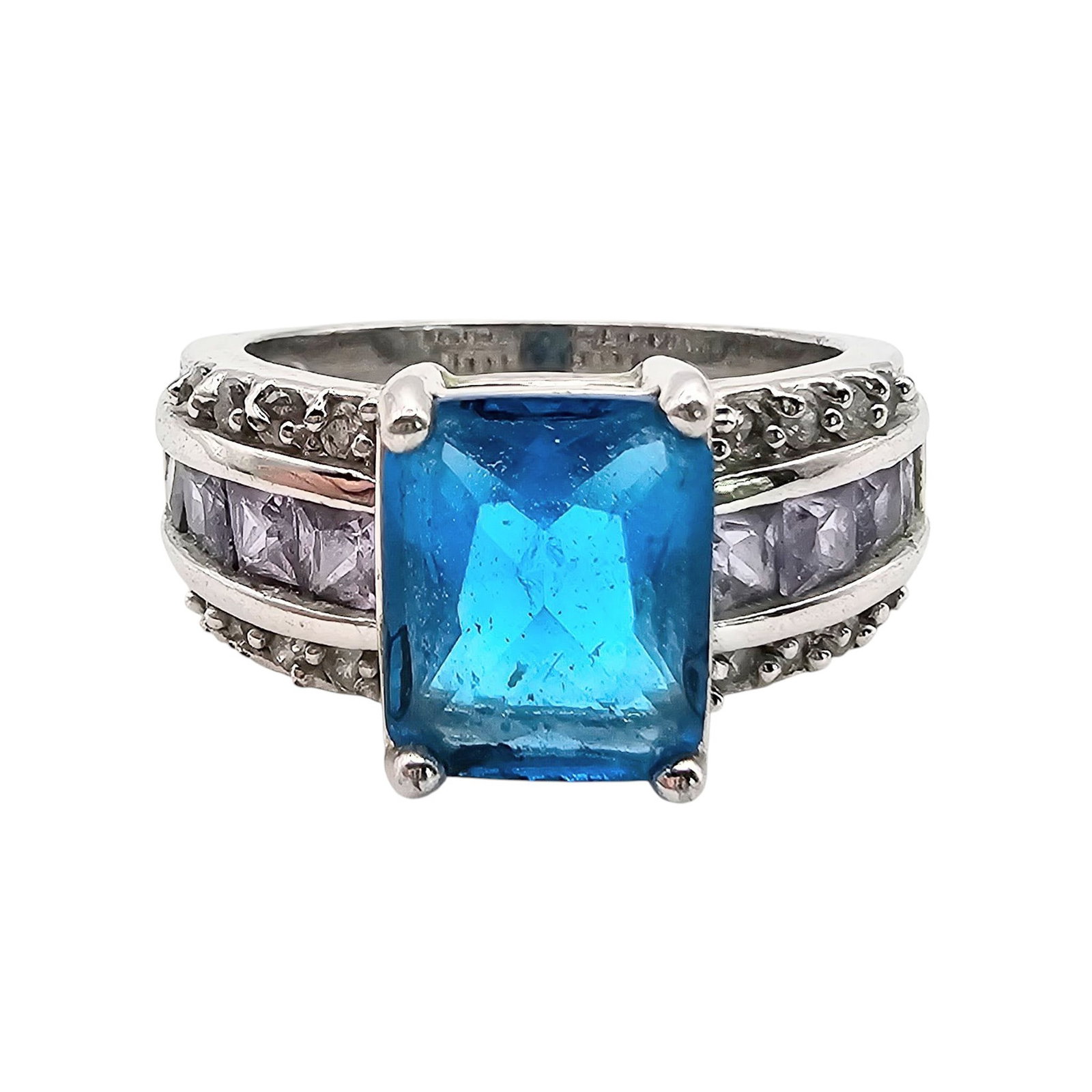 Rhinestone Sterling Silver Ring Size 7.25 6.3 G: Rhinestone Sterling Silver Ring Size 7.25 6.3 G