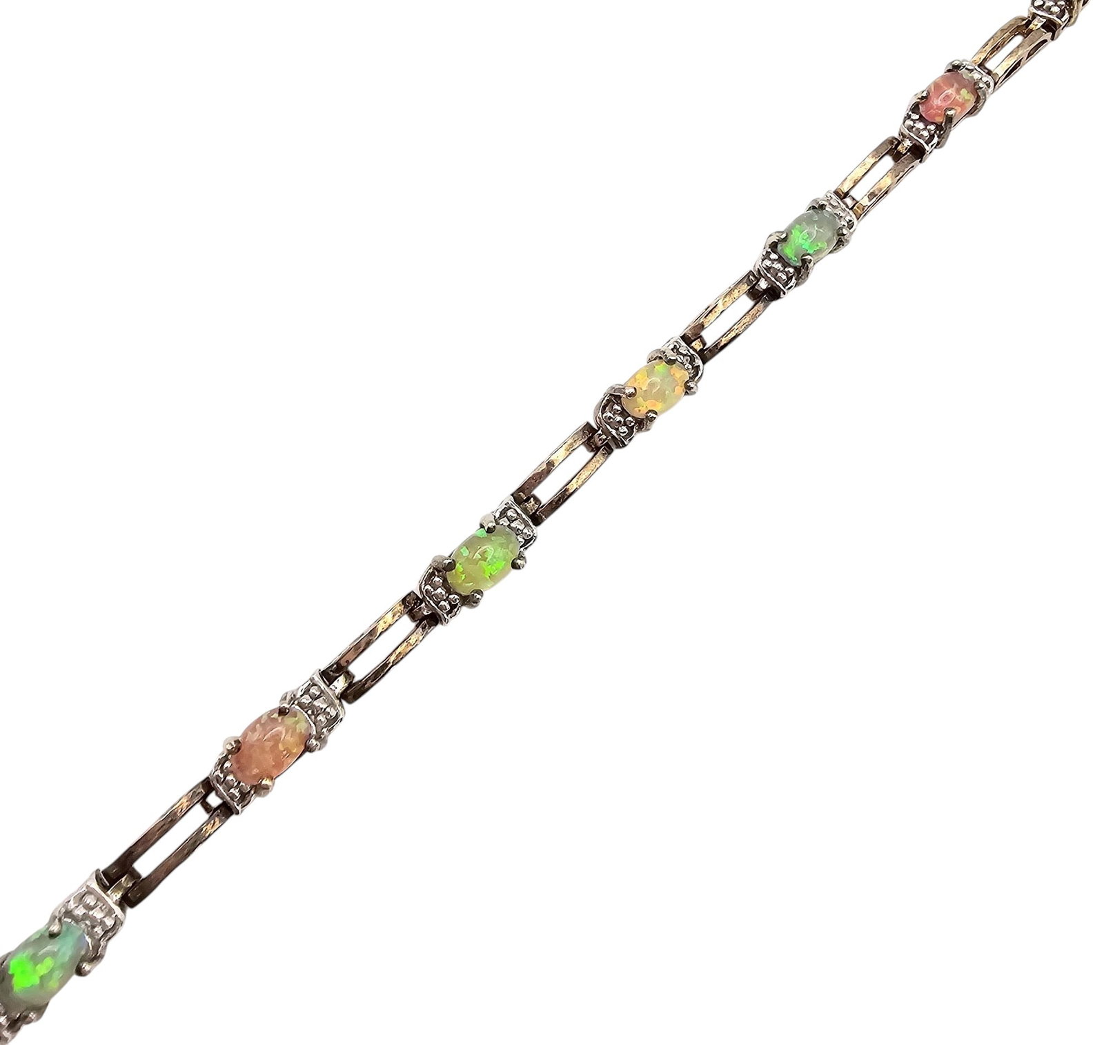 FAS Opal Gold Over Sterling Silver Tennis Bracelet 9.6 G: FAS Opal Gold Over Sterling Silver Tennis Bracelet 9.6 G