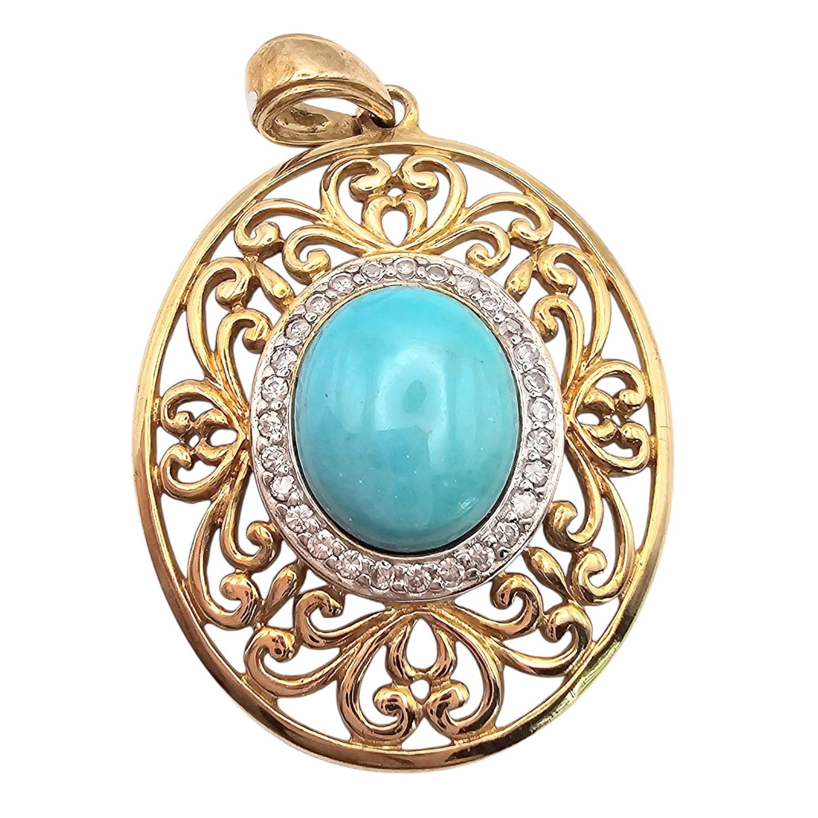 Ross Simons Turquoise Gold Over Sterling Silver Pendant 6.1 G (1 of 4)