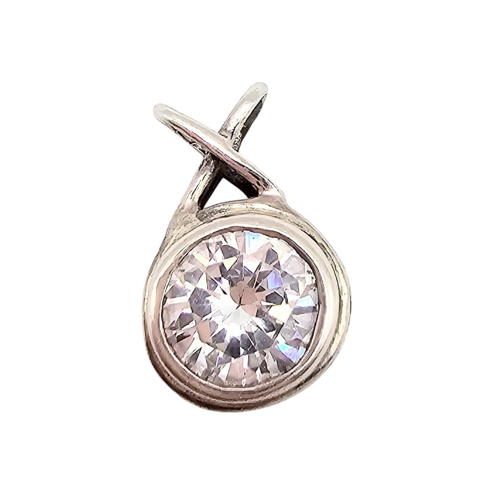 Clear Stone Sterling Silver Pendant 2.7 G: Clear Stone Sterling Silver Pendant 2.7 G