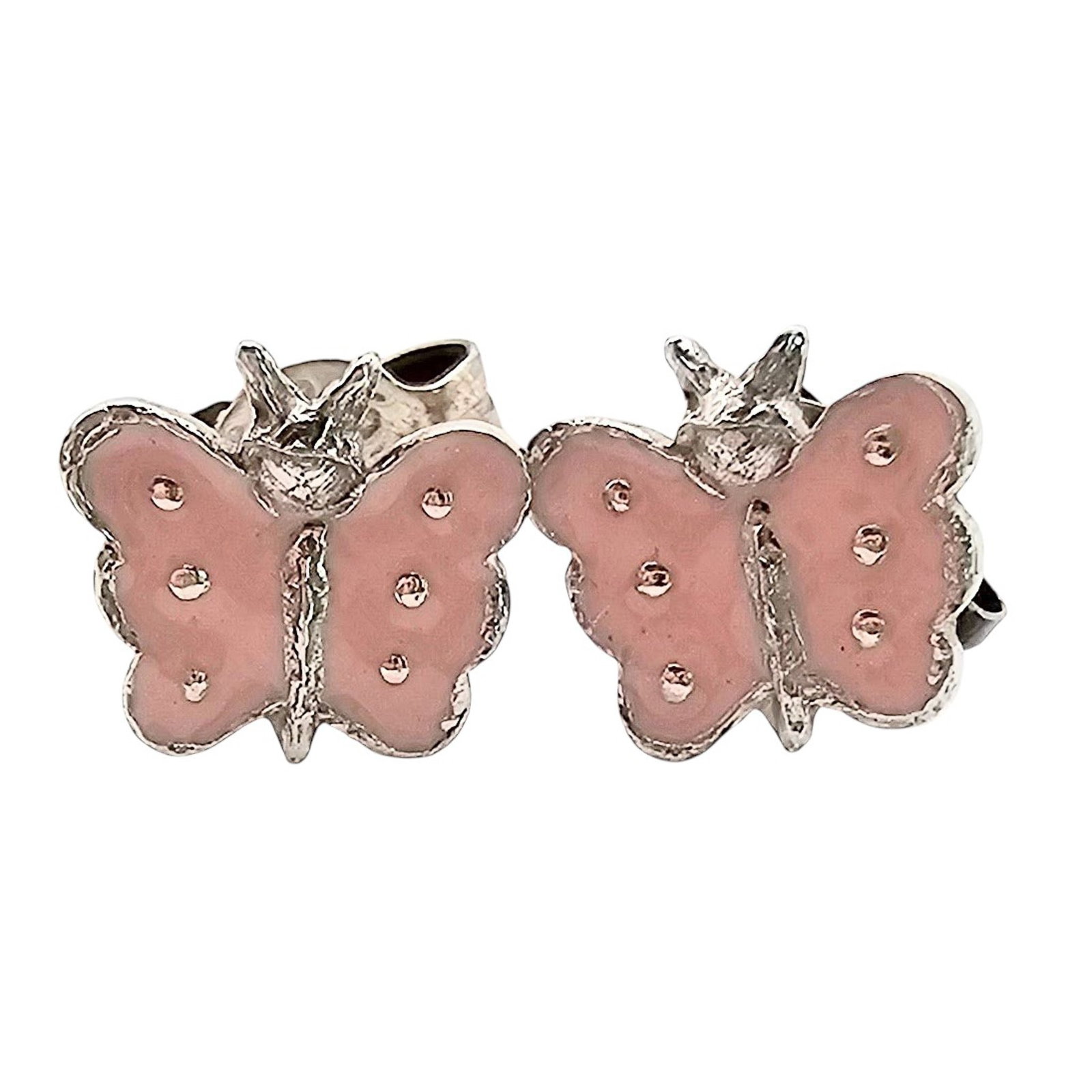 Enamel Sterling Silver Butterfly Earrings 0.6 G: Enamel Sterling Silver Butterfly Earrings 0.6 G