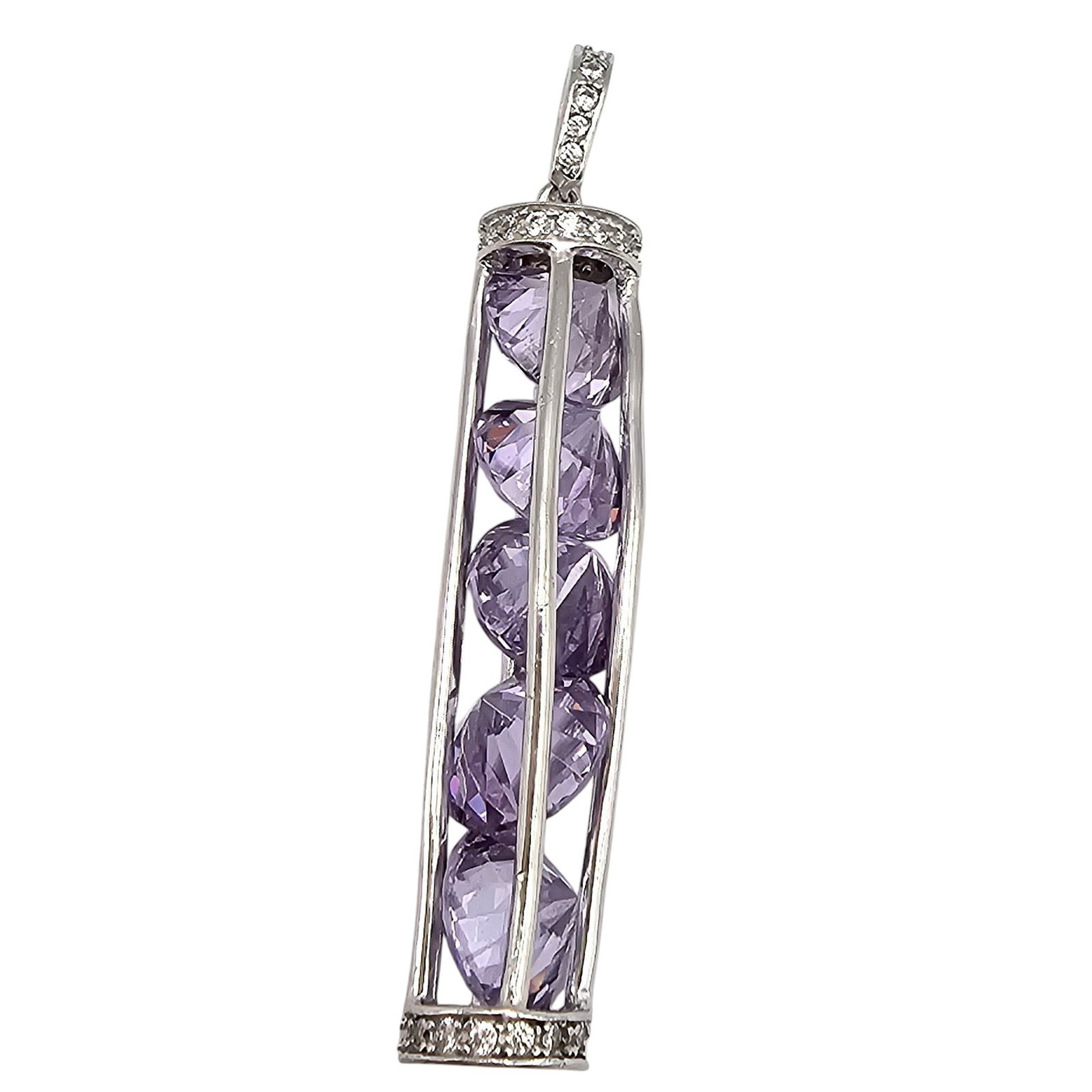 FZN Light Purple Clear Stone Sterling Silver Pendant 6.3 G: FZN Light Purple Clear Stone Sterling Silver Pendant 6.3 G