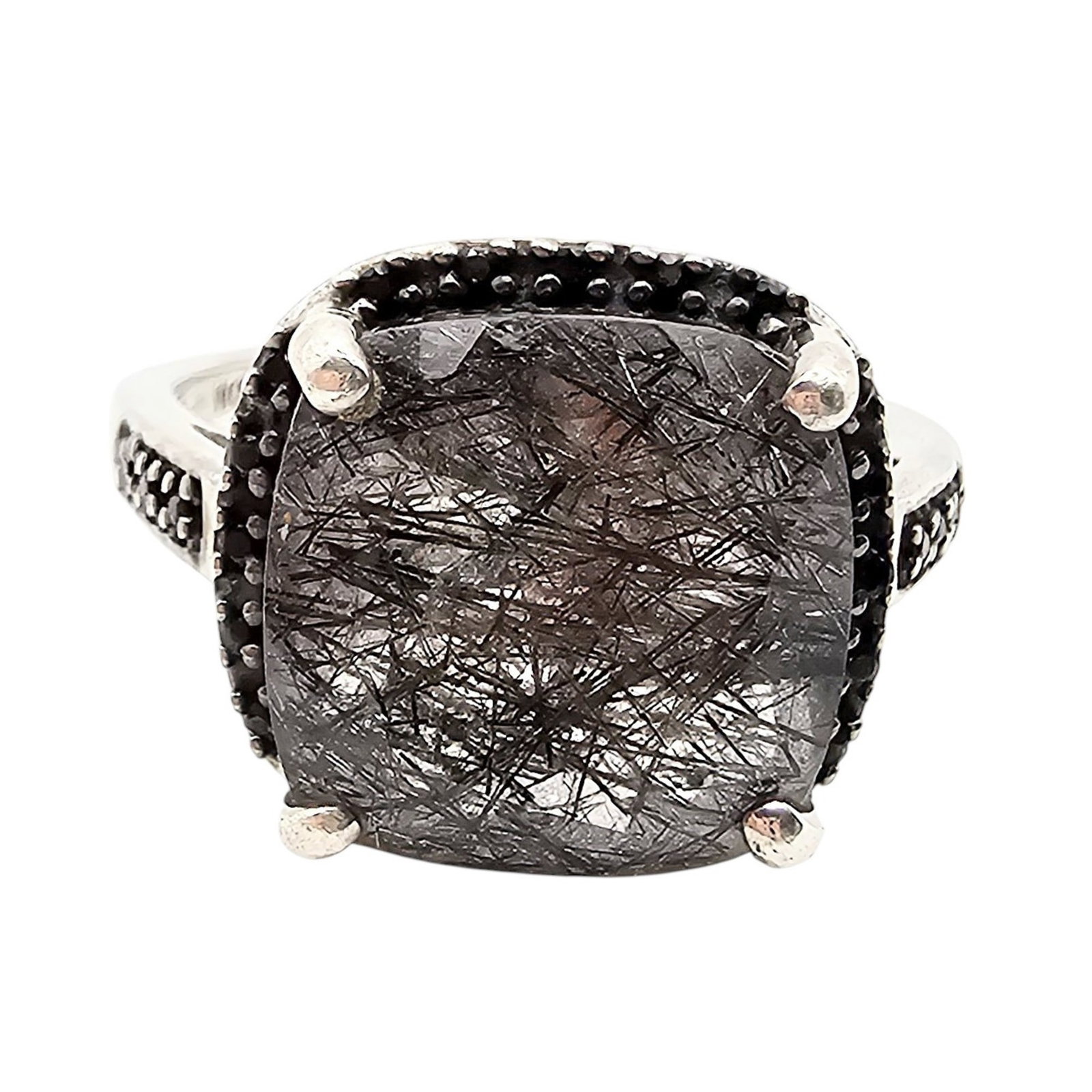 Tourmalated Quartz Sterling Silver Ring Size 8.75 5.4 G: Tourmalated Quartz Sterling Silver Ring Size 8.75 5.4 G