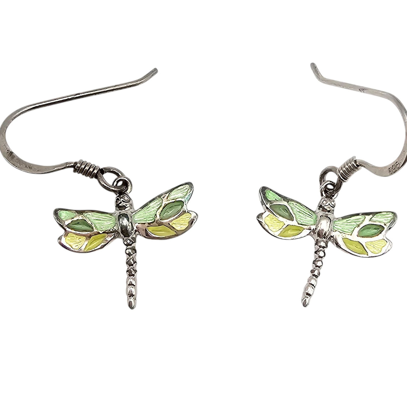 Enamel Sterling Silver Dragonfly Earrings 1.6 G: Enamel Sterling Silver Dragonfly Earrings 1.6 G