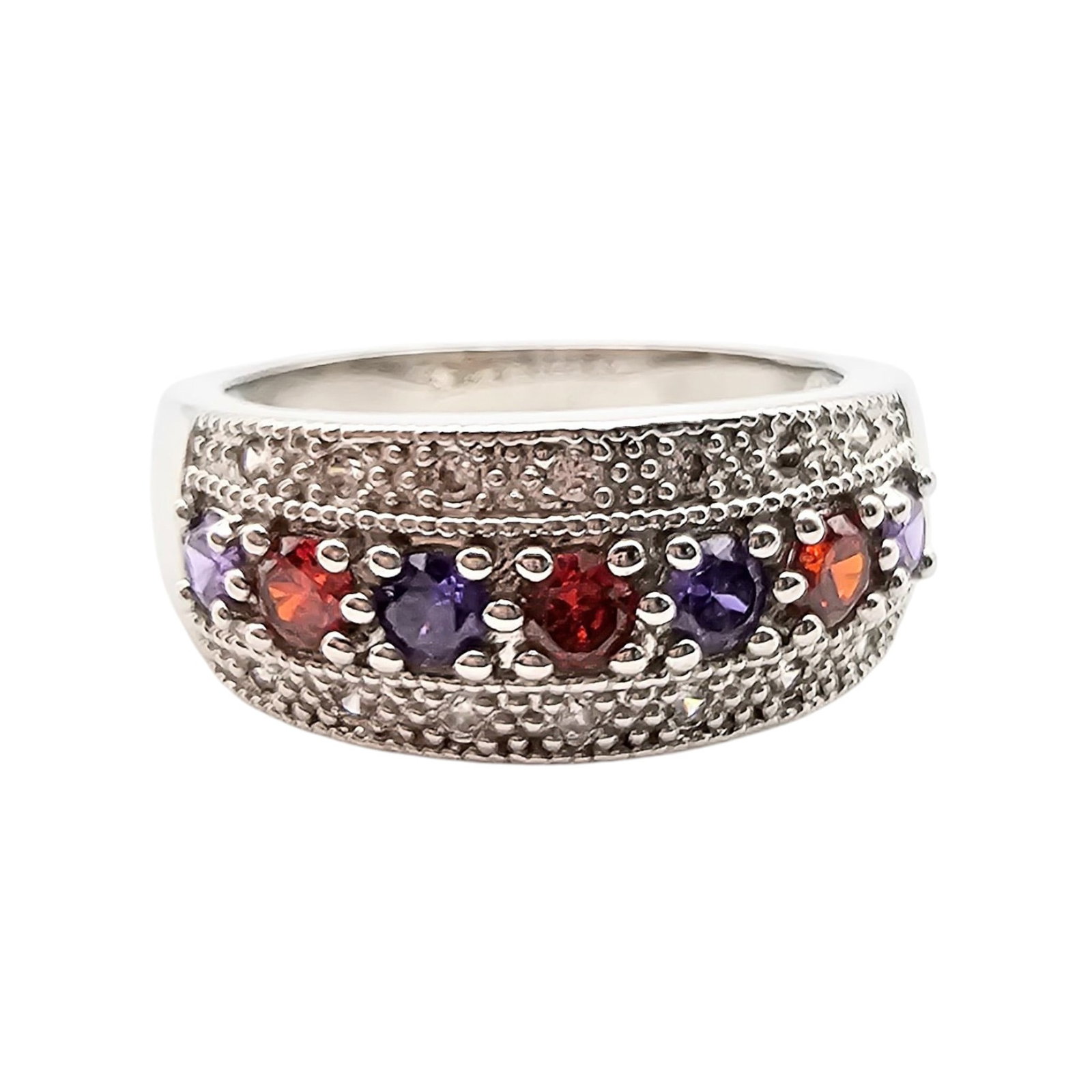 Multi-stone Sterling Silver Ring Size 10 6.3 G (1 of 4)