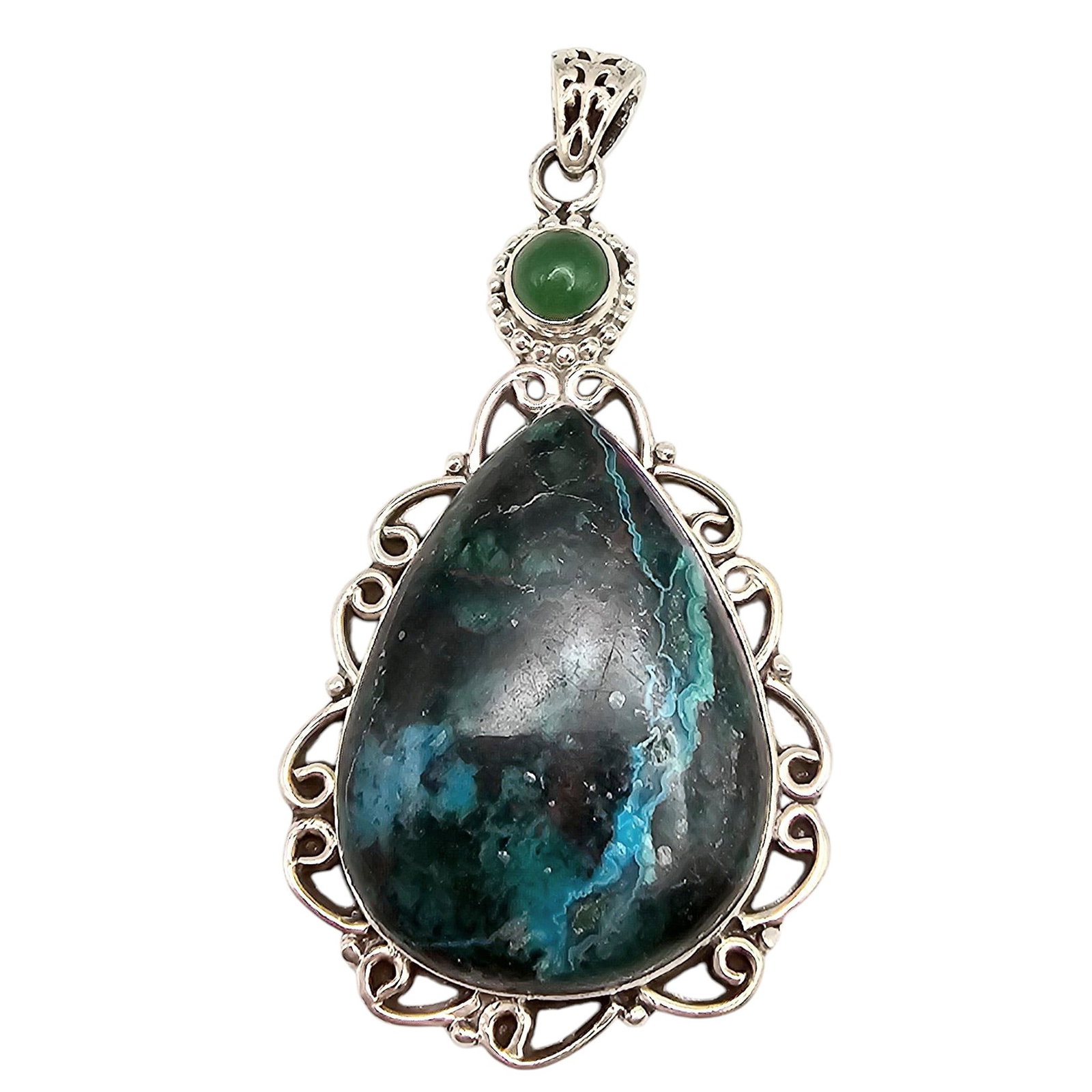 Chrysocolla Sterling Silver Pendant 16.4 G: Chrysocolla Sterling Silver Pendant 16.4 G