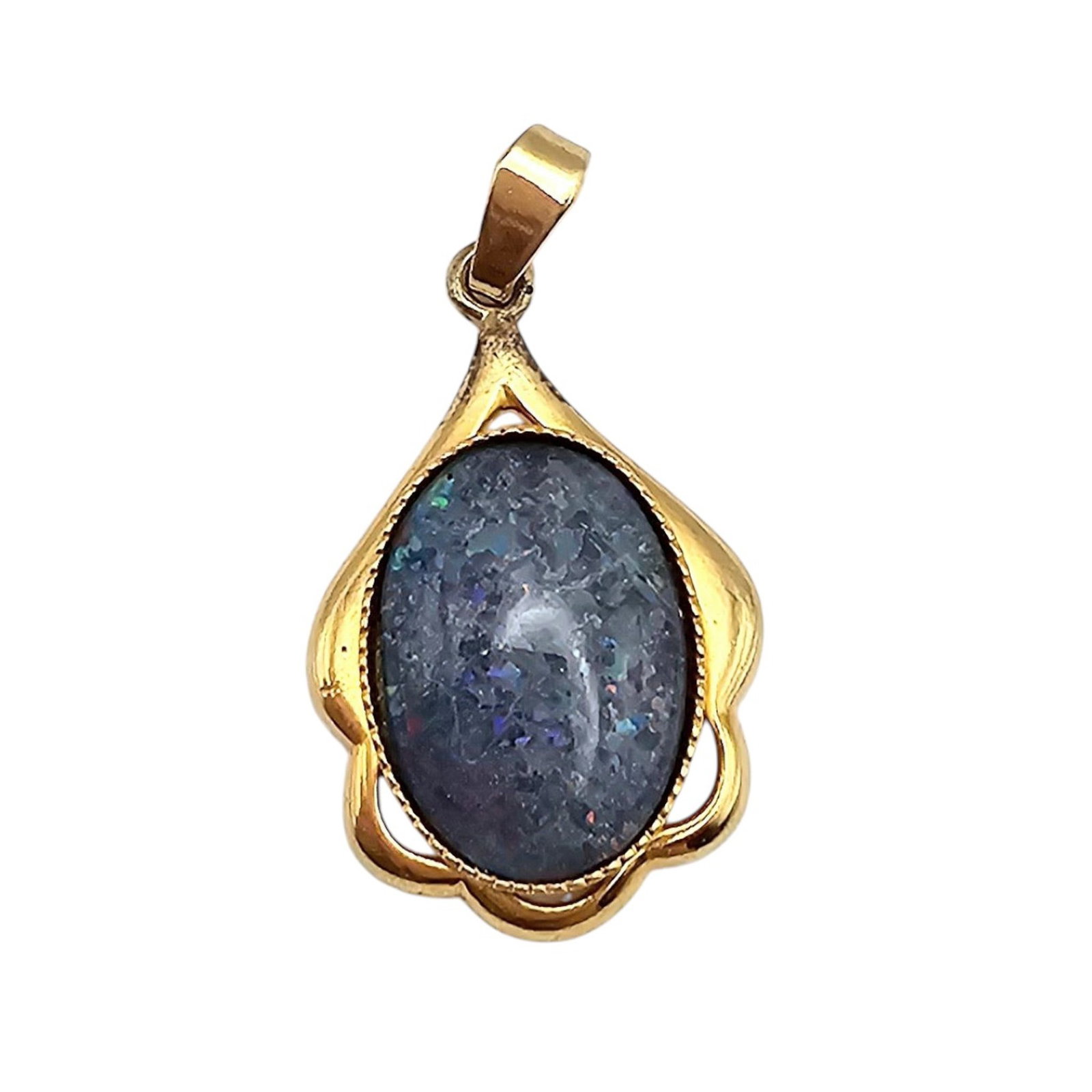 Gold Over Sterling Silver Opal Pendant 2.2 G: Gold Over Sterling Silver Opal Pendant 2.2 G