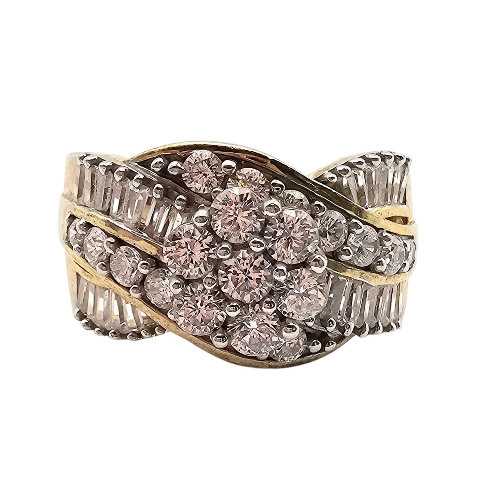 SDJ Clear Stones Gold Over Sterling Silver Ring Size 11.75 9.5 G: SDJ Clear Stones Gold Over Sterling Silver Ring Size 11.75 9.5 G