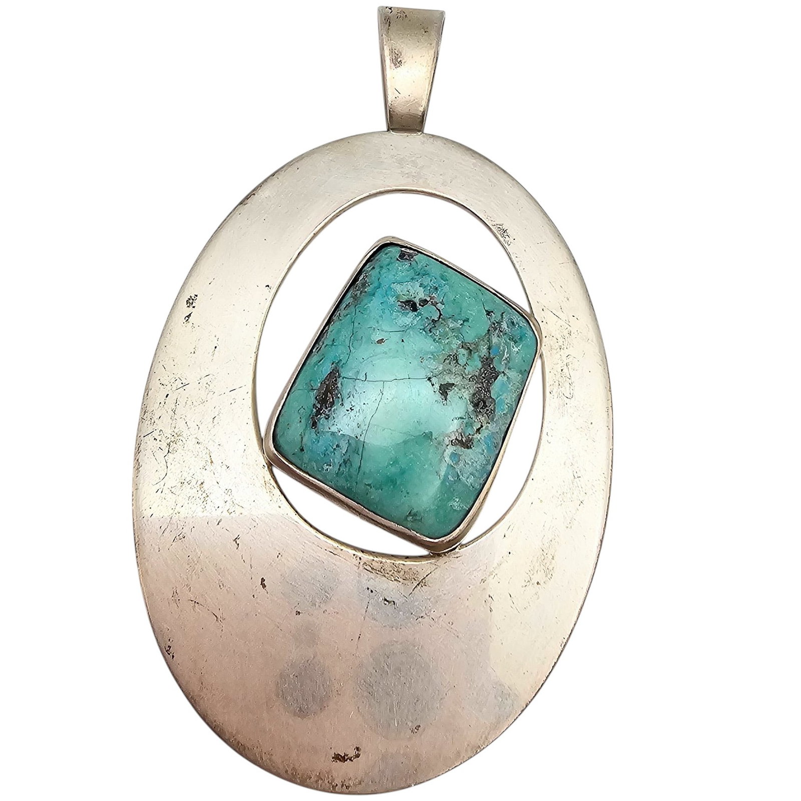 Danish Silversmith Palm Springs California Turquoise Sterling Silver Pendant 30 G: Danish Silversmith Palm Springs California Turquoise Sterling Silver Pendant 30 G