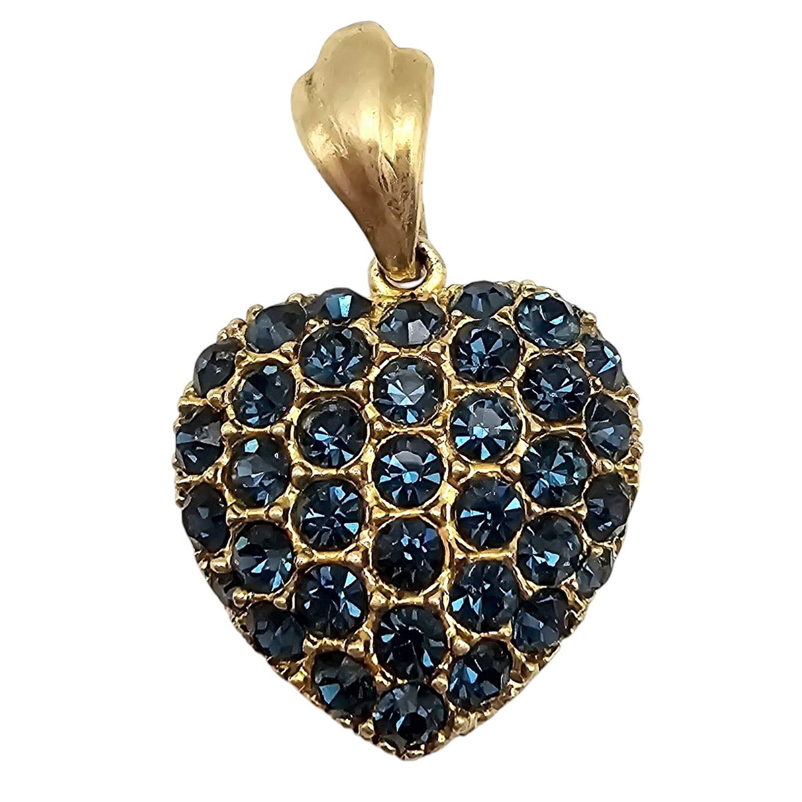 Gold Filled Rhinestone Heart Pendant 6.6 G: Gold Filled Rhinestone Heart Pendant 6.6 G