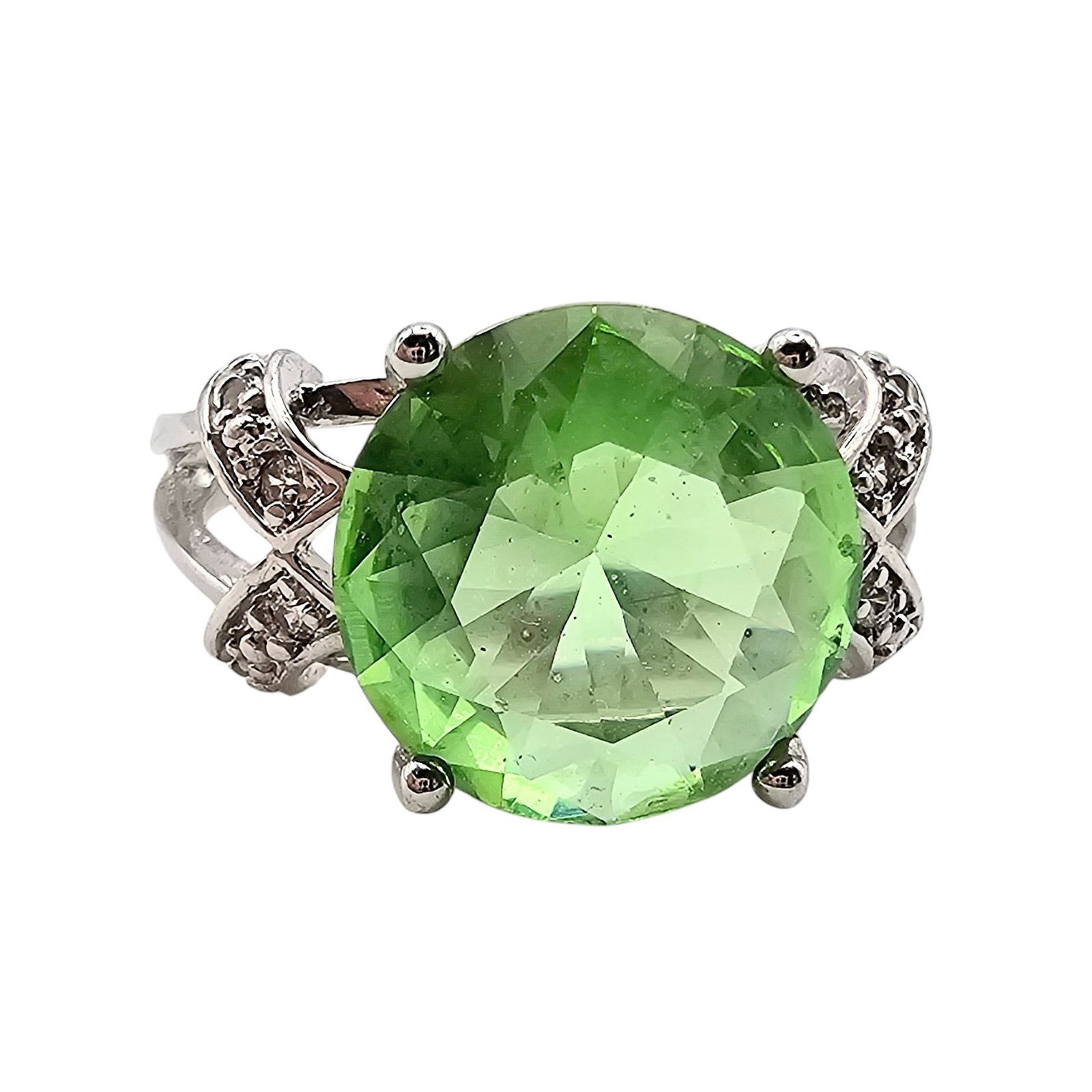 Rhinestone Sterling Silver Ring Size 9.25 4 G: Rhinestone Sterling Silver Ring Size 9.25 4 G