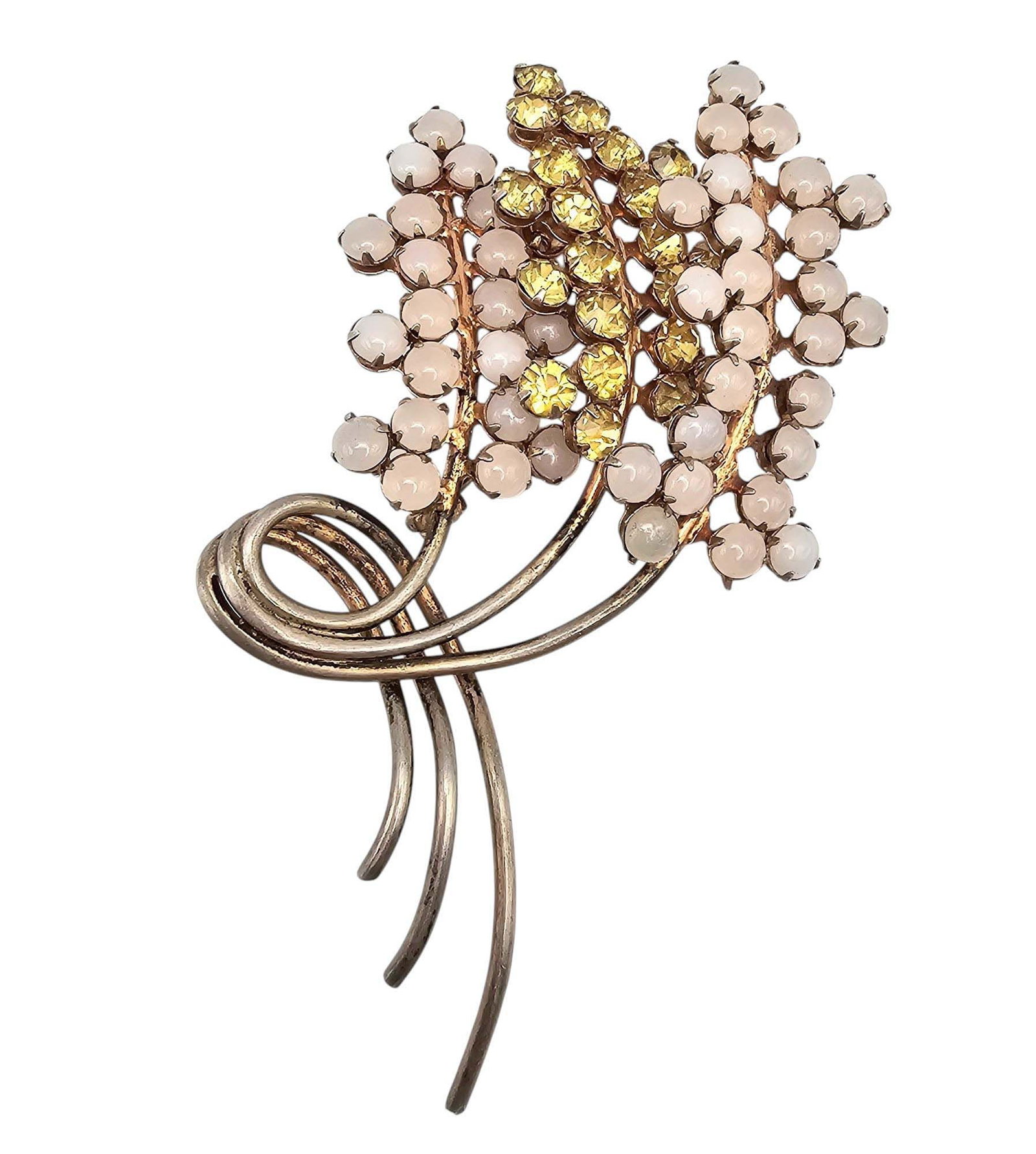 Signed Sterling Silver Rhinestone Floral Brooch 24.2 G (1 of 4)