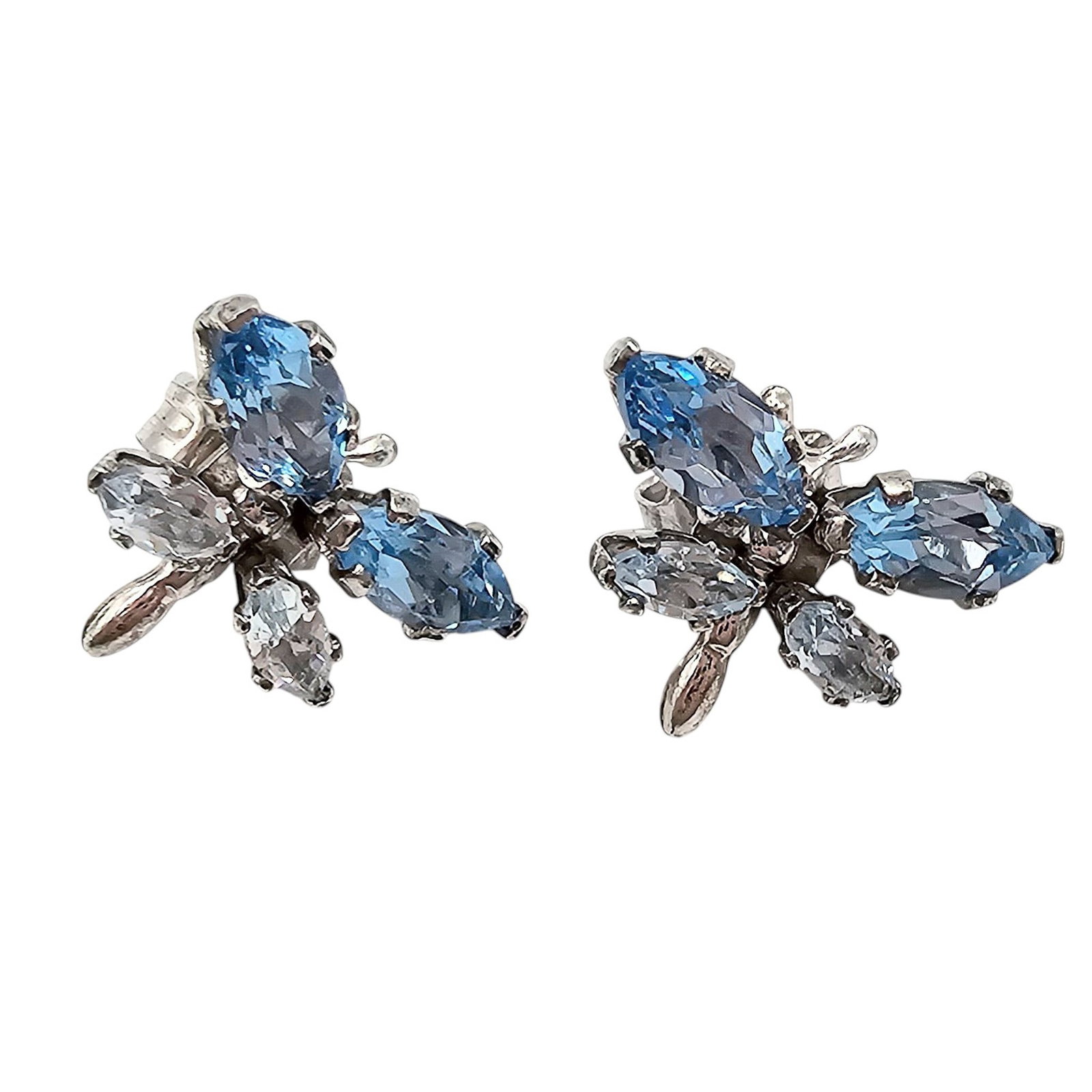Aquamarine Sterling Silver Dragonfly Earrings 1.2 G: Aquamarine Sterling Silver Dragonfly Earrings 1.2 G the lighter stone tests as aquamarine